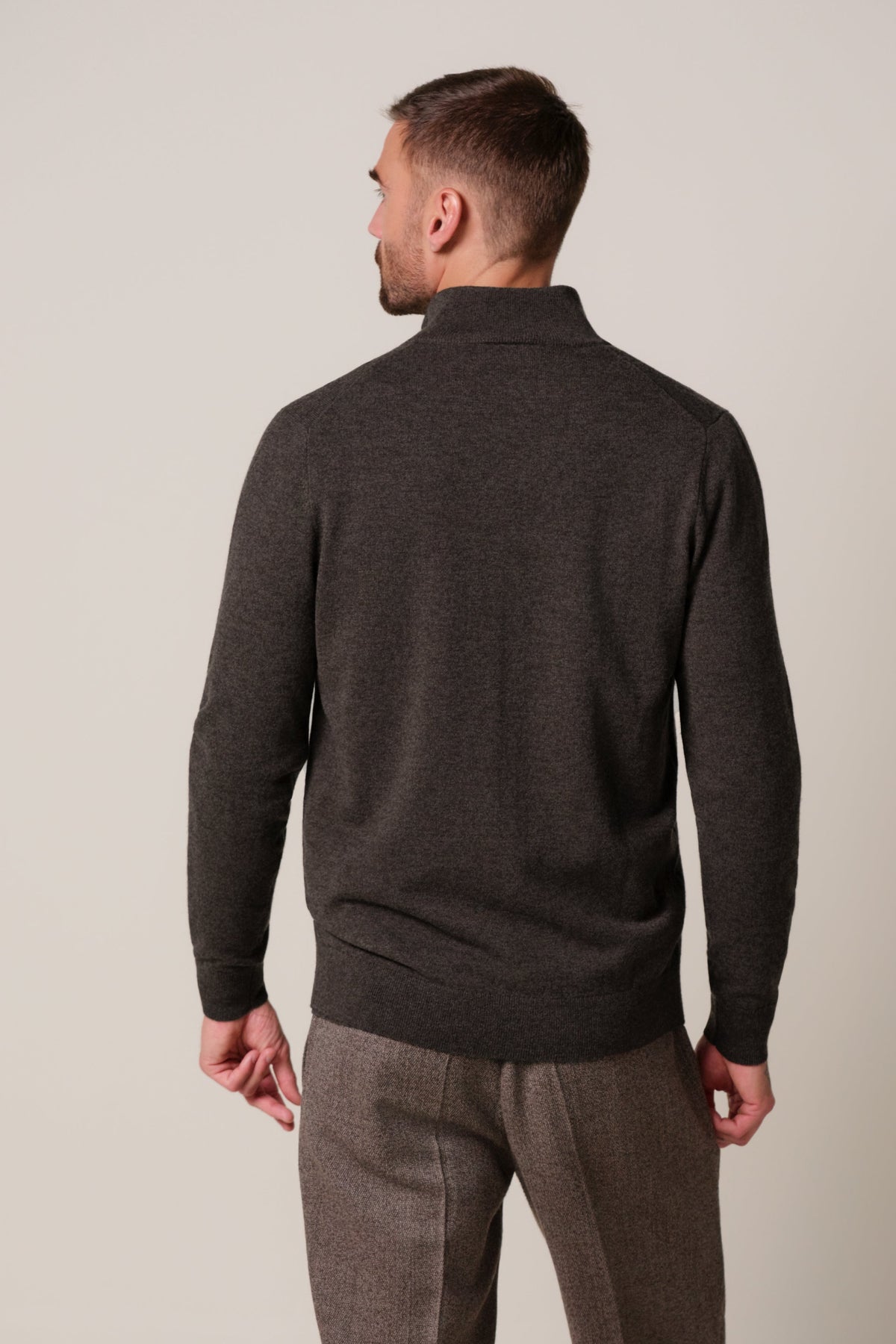 Bruine wol blend full zip cardigan