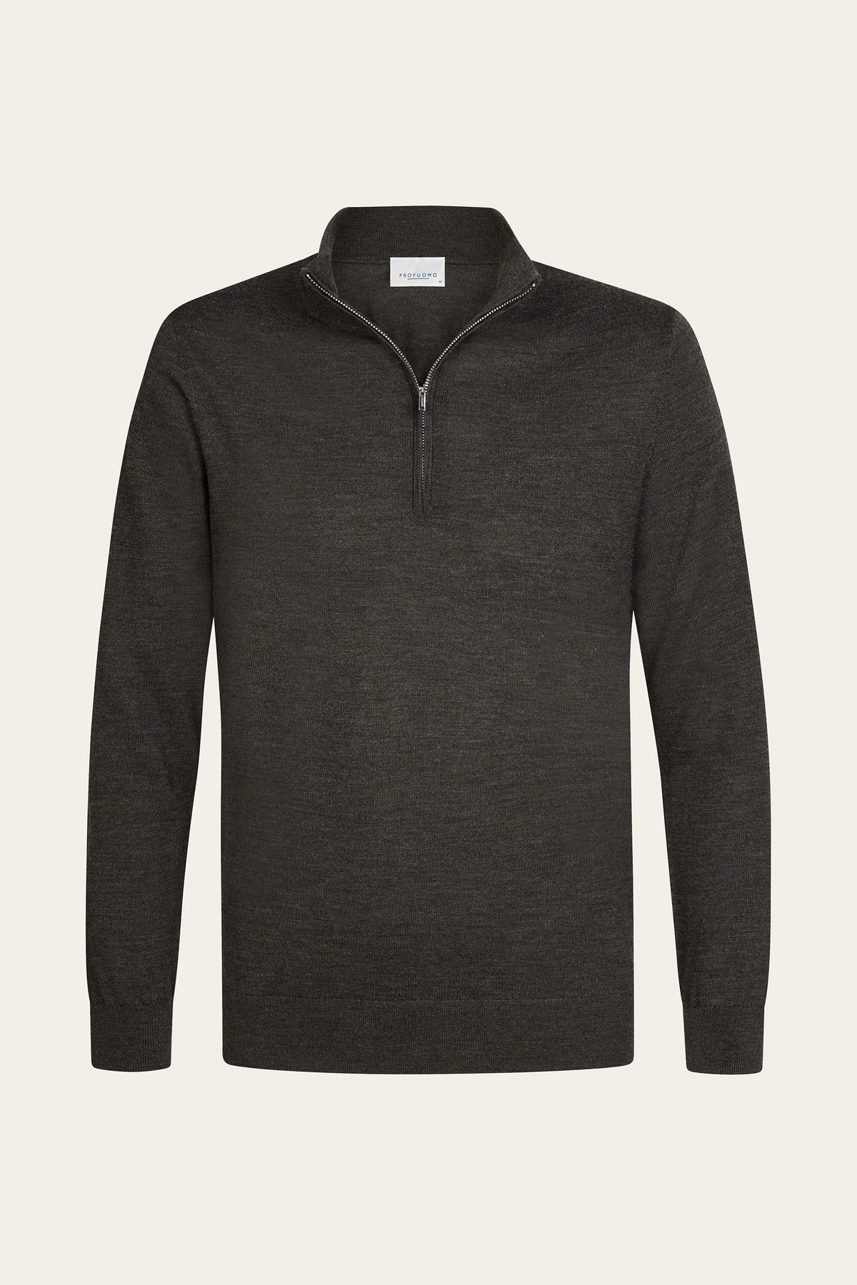 Donkerbruine merino half zip