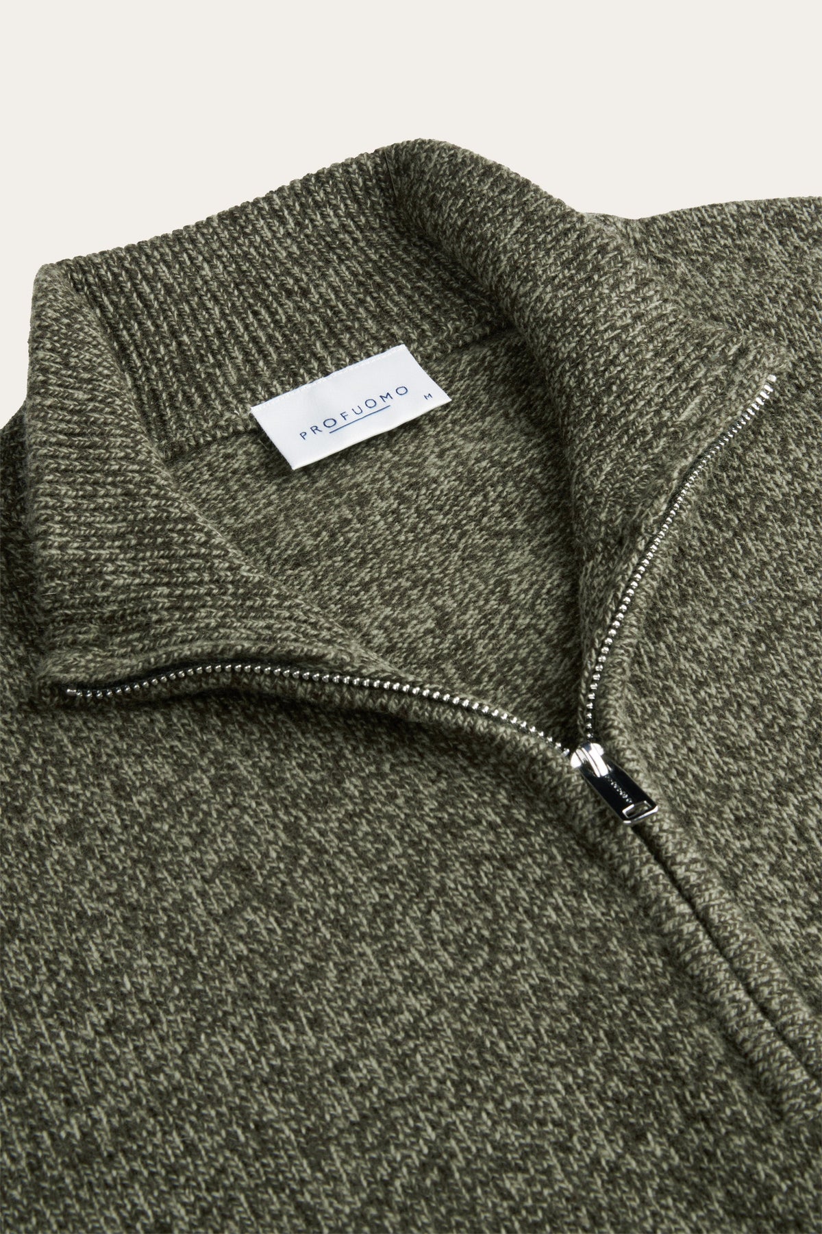 Groene two-tone wollen half zip