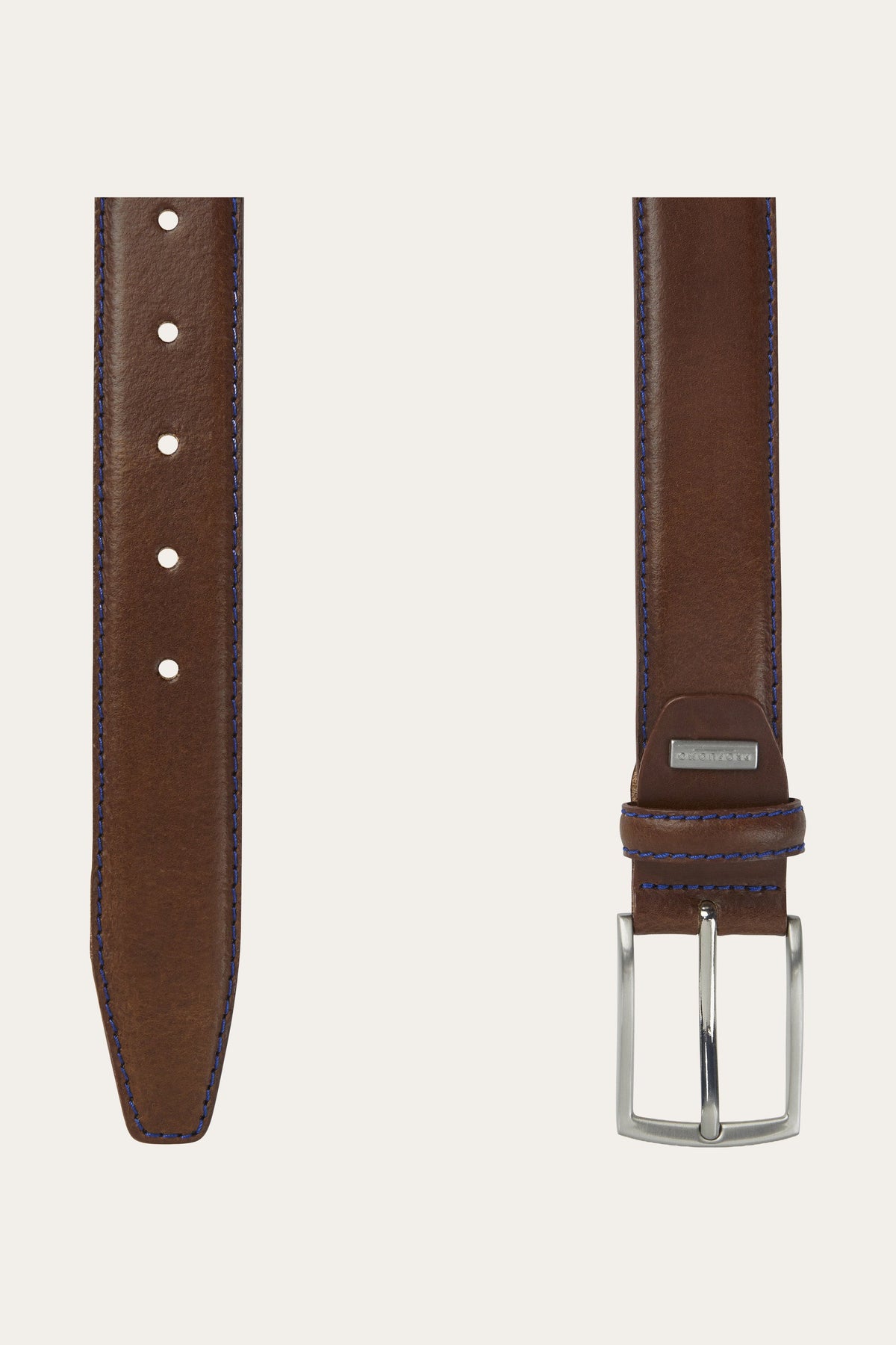 Cognac contrast stiksel riem