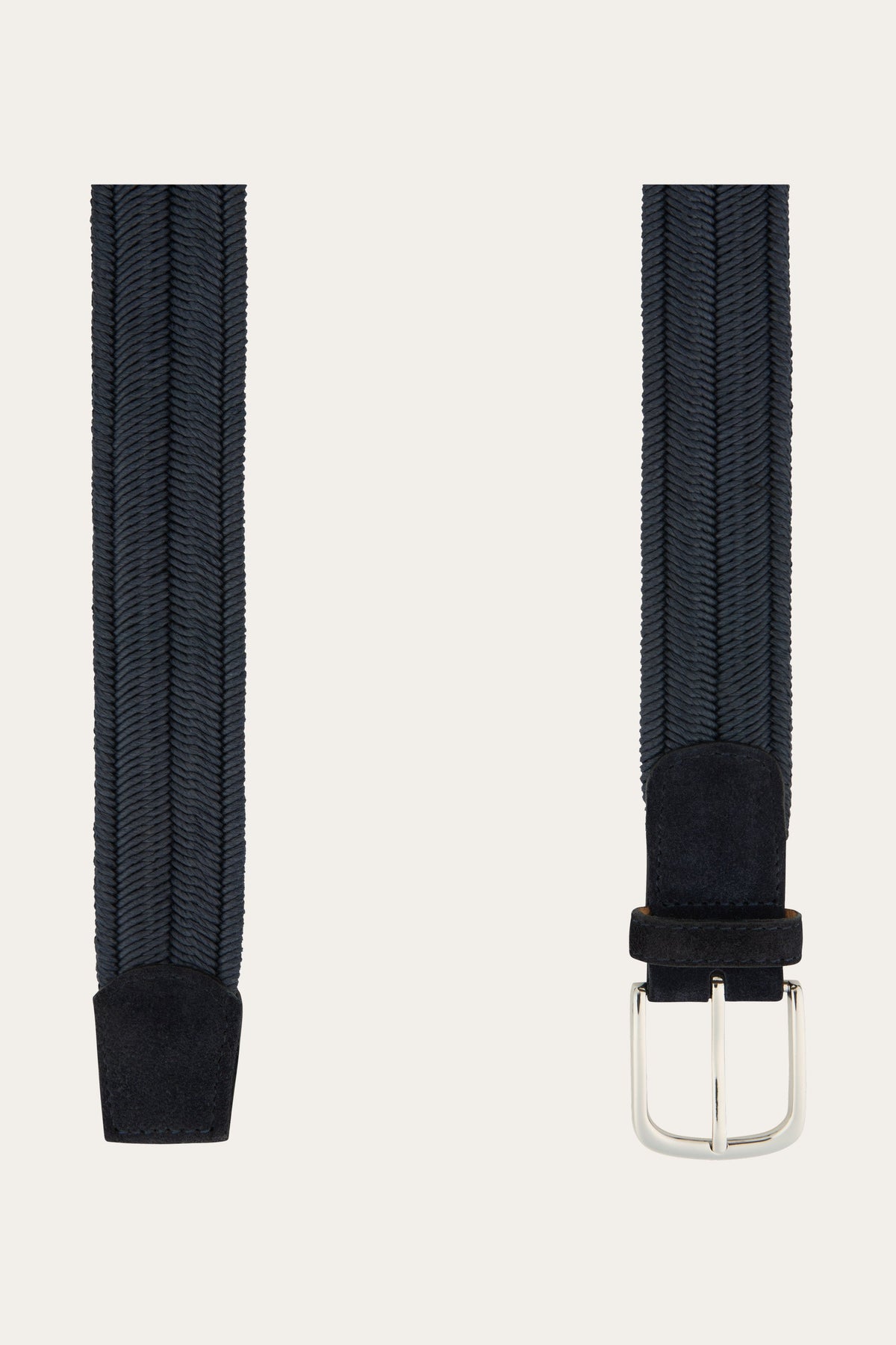 Navy waxed elastische riem