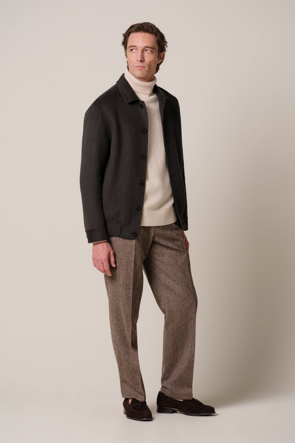 Bruine wollen single layer bomber