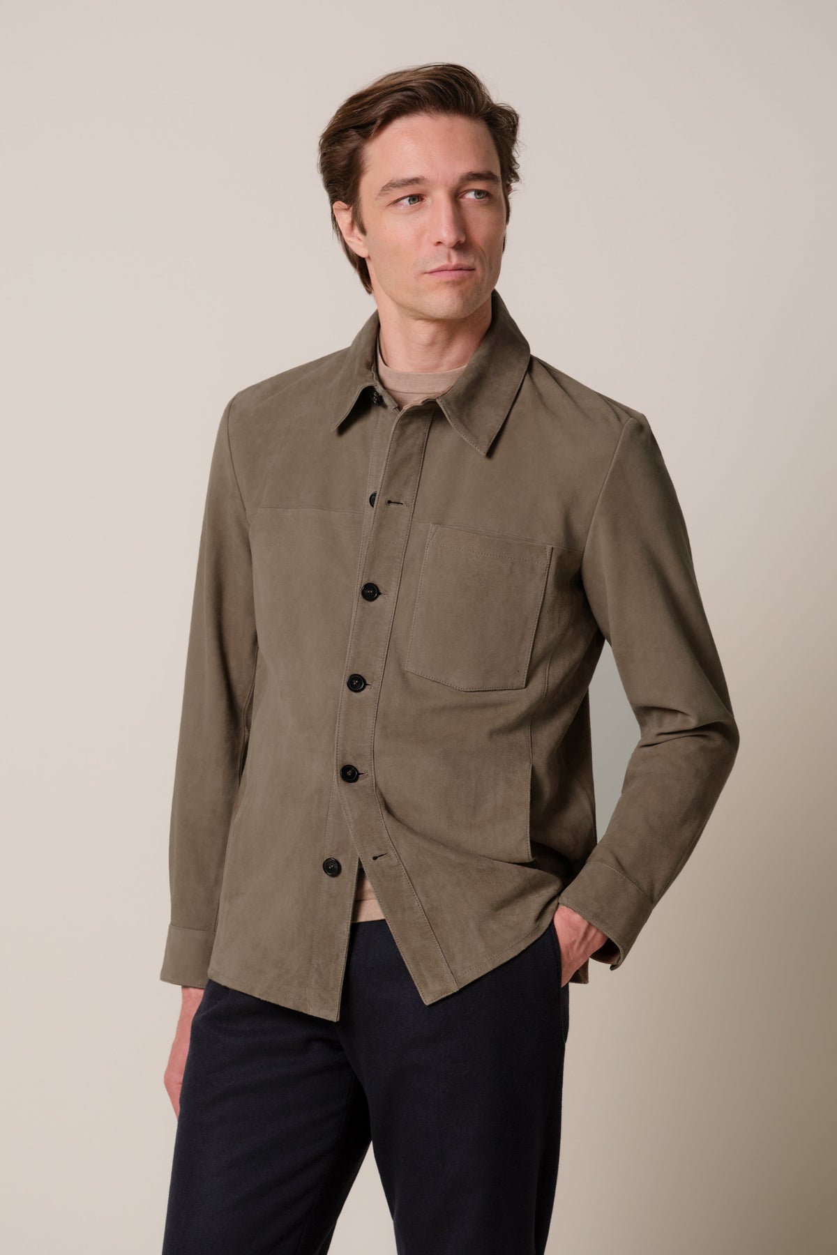 Taupe suede overshirt