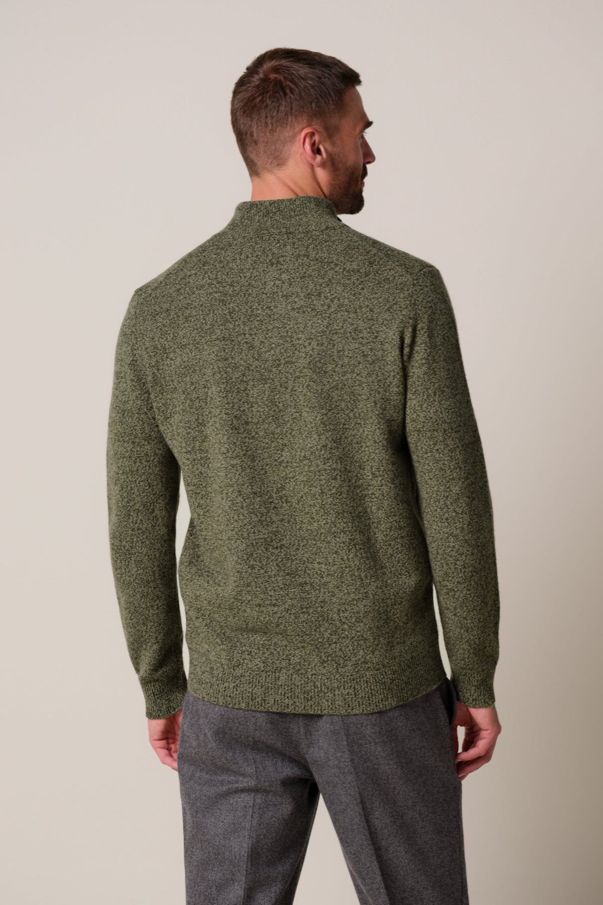 Groene two-tone wollen half zip
