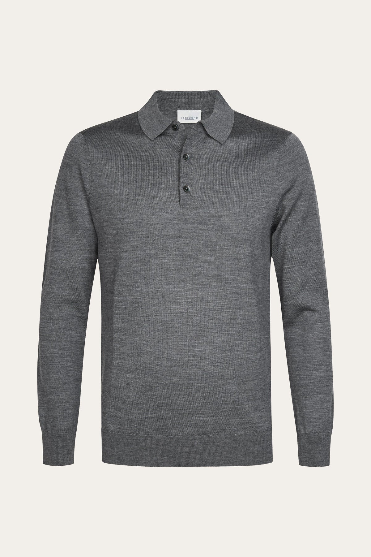 Donkergrijze merino polo