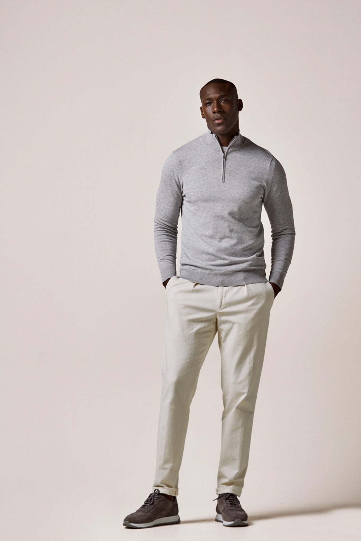 Grijze Luxury Basic half zip