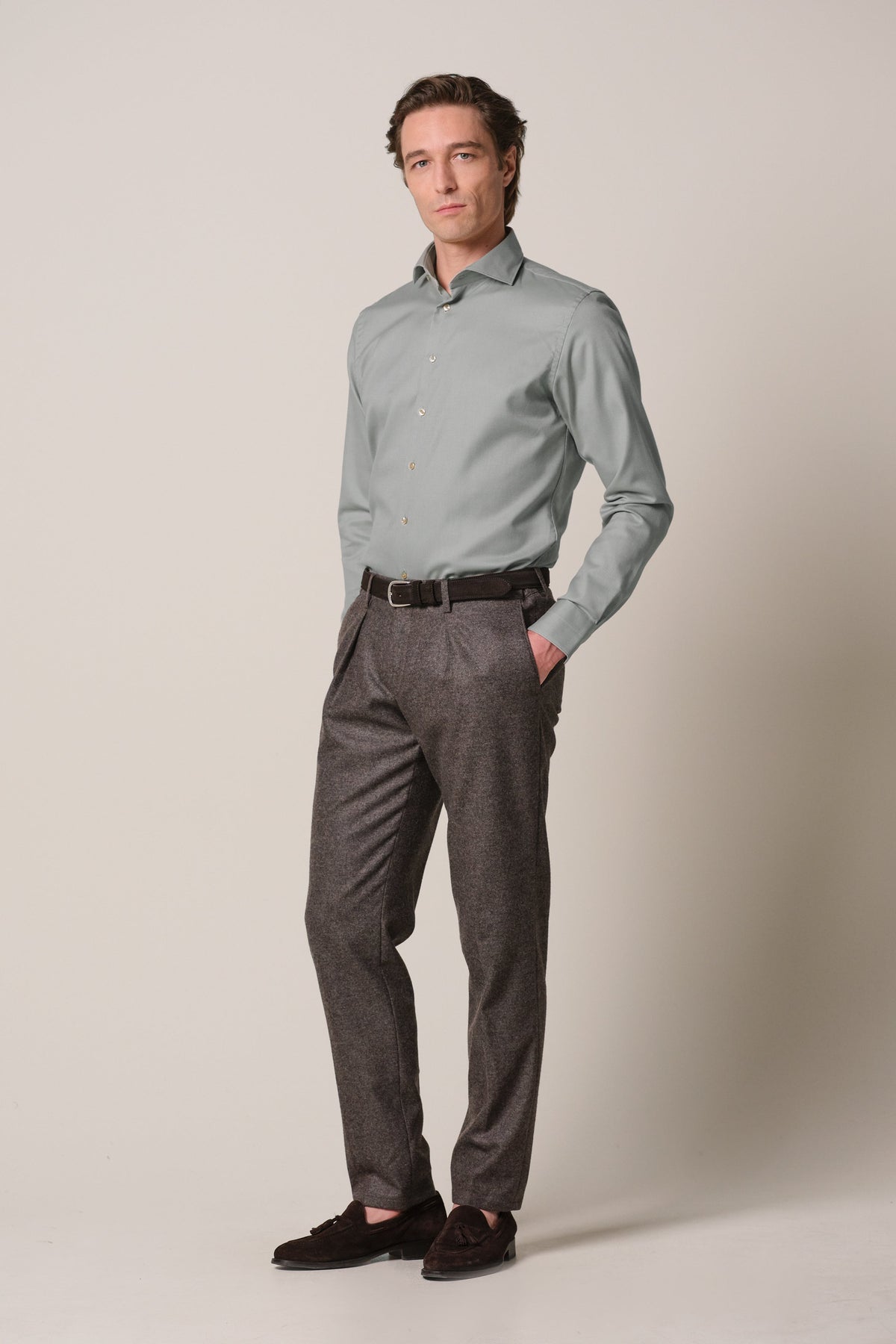 Groen heavy twill overhemd