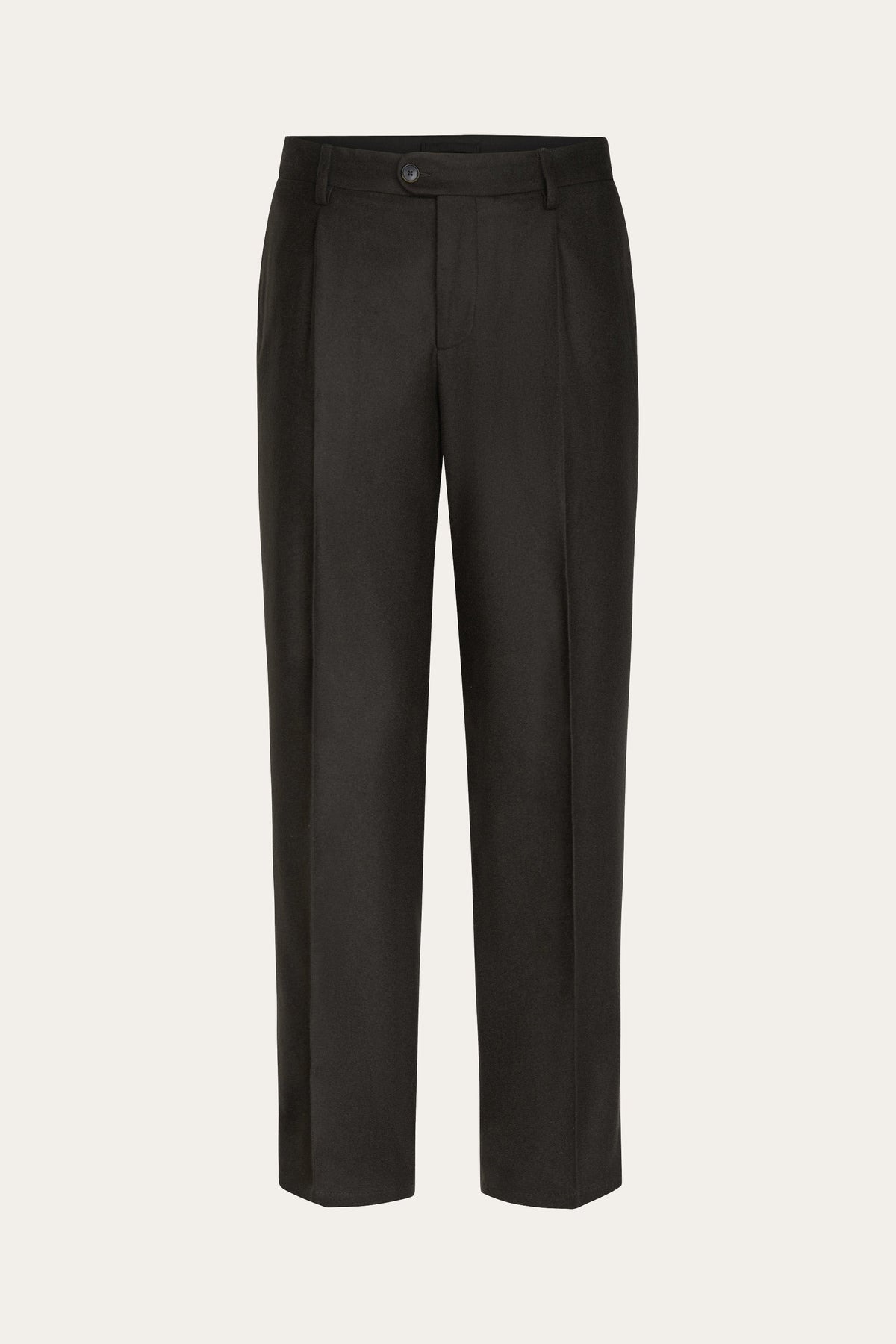 Donkerbruine melton wollen broek