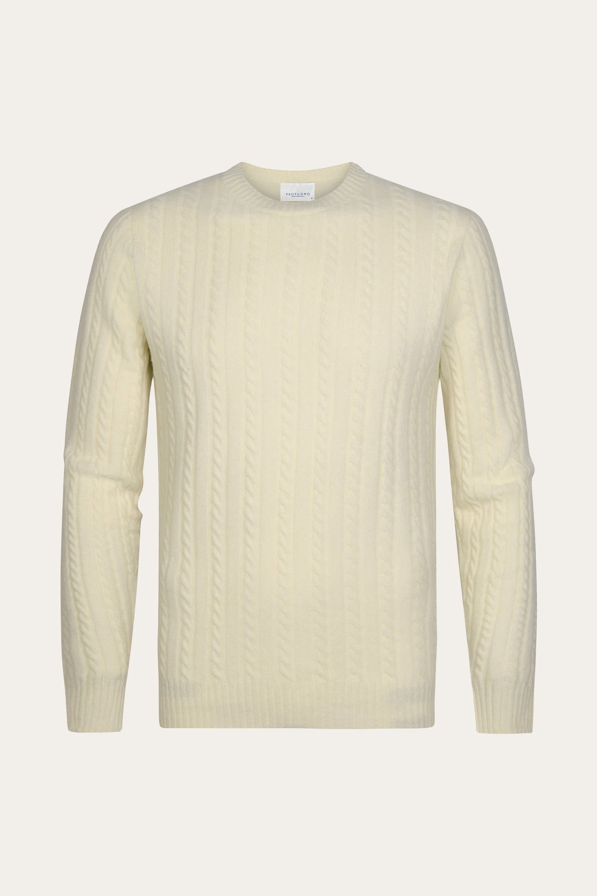 Raw white wollen cashmere kabel crewneck