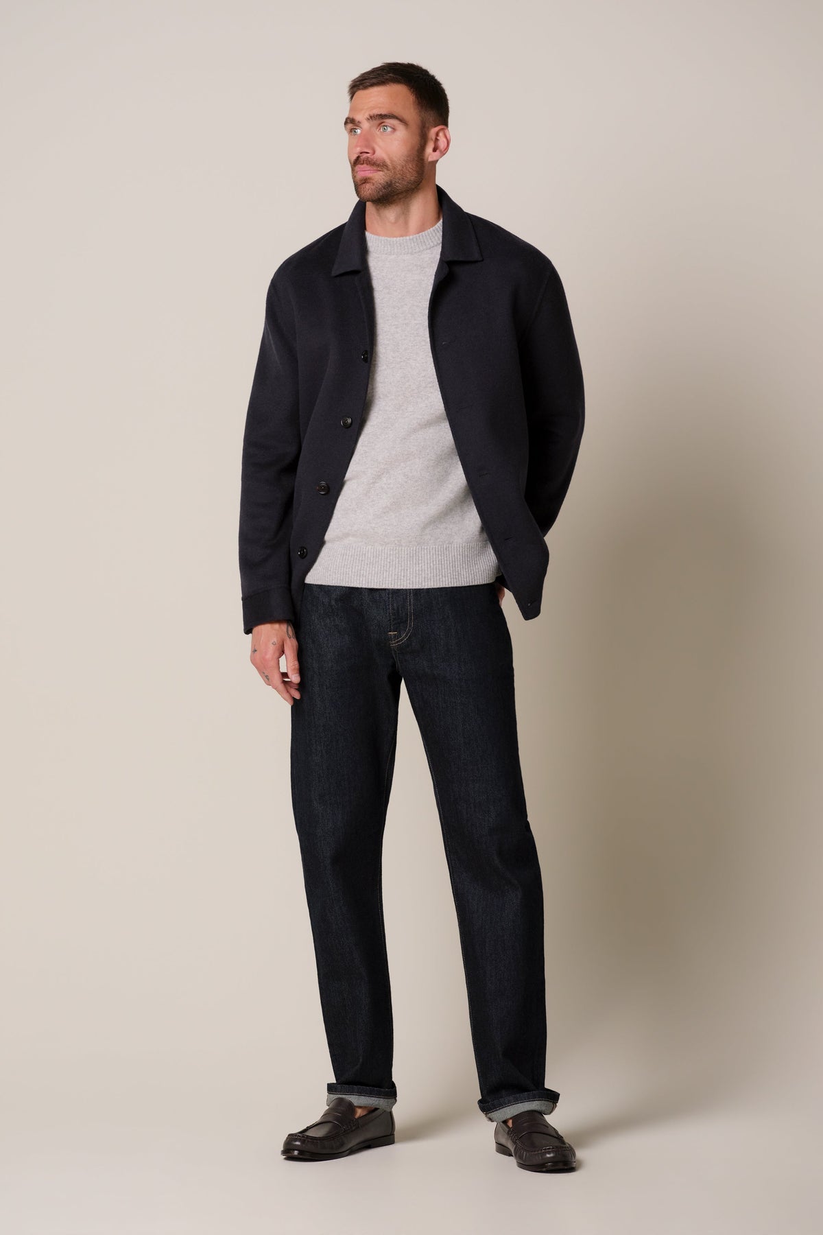 Navy wollen single layer bomber