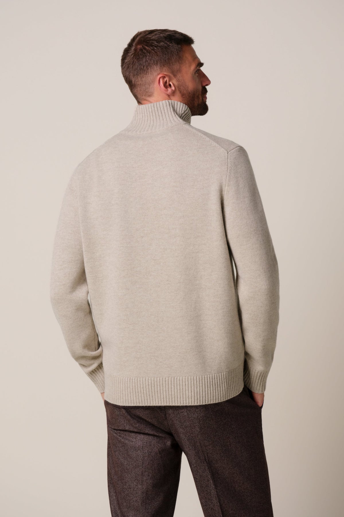Beige soft wollen half zip