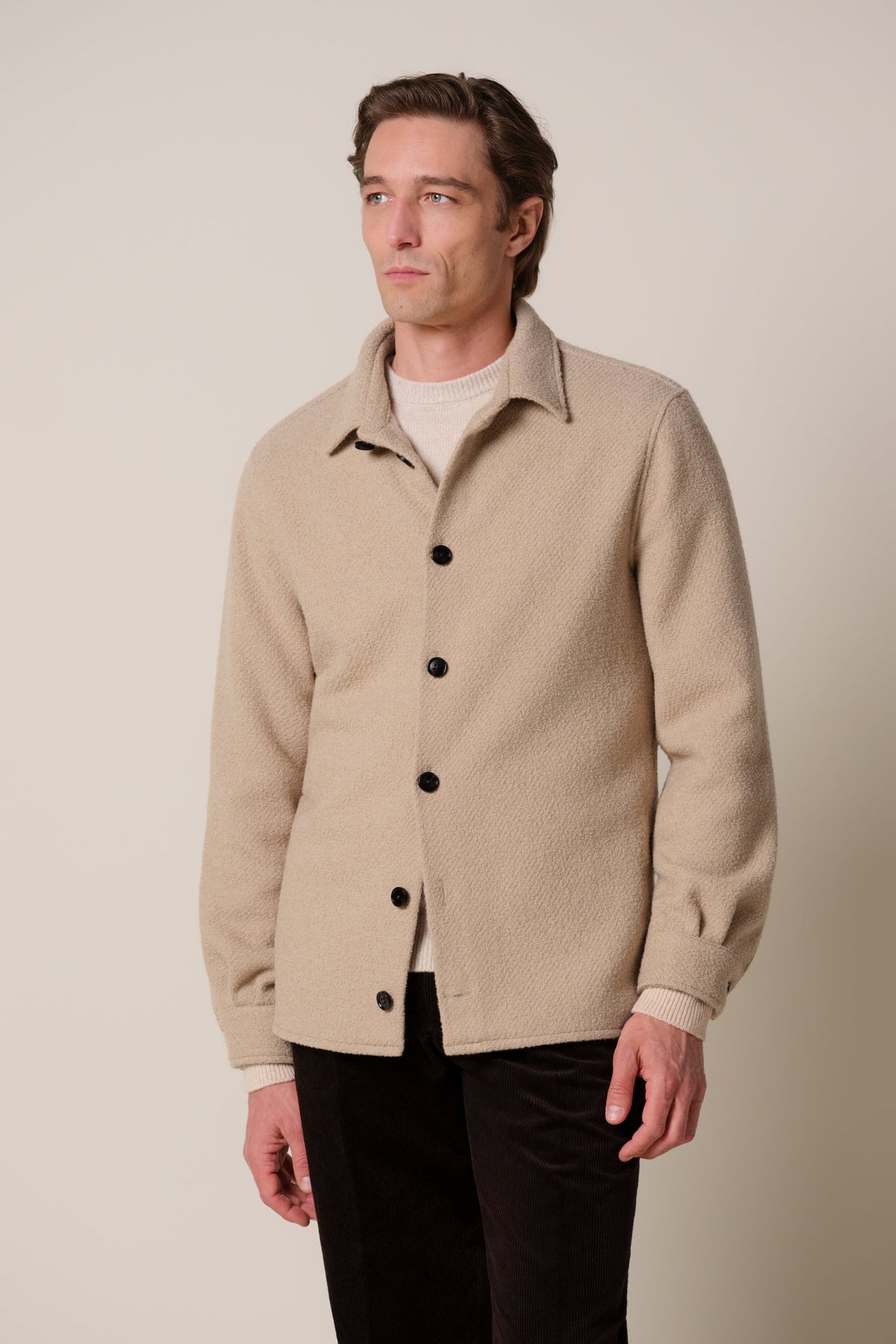 Lichtbeige boucle overshirt