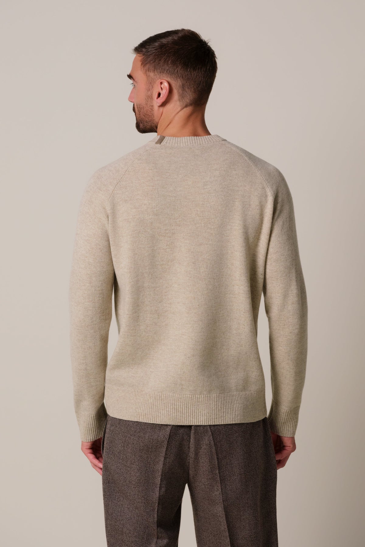 Beige soft wollen crewneck