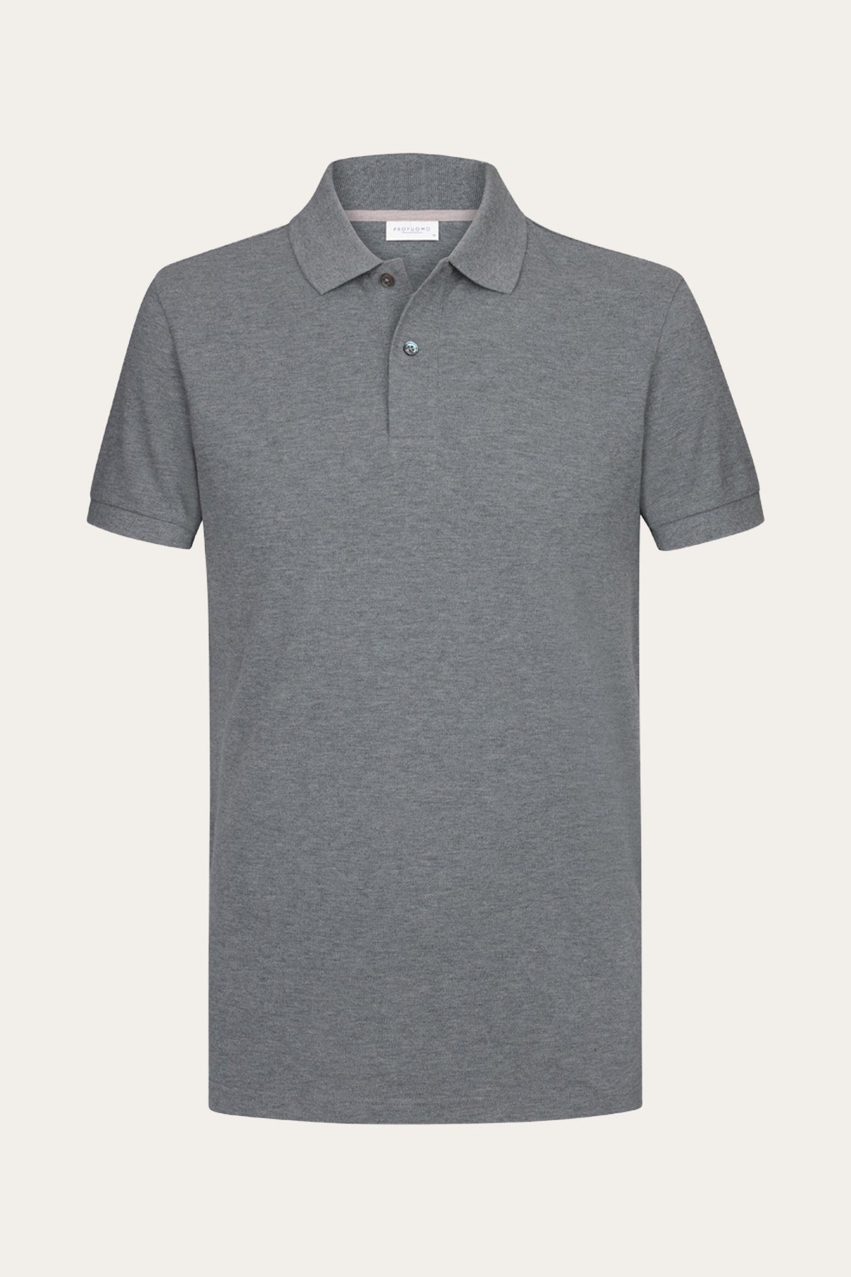 Donkergrijze basic piqué polo