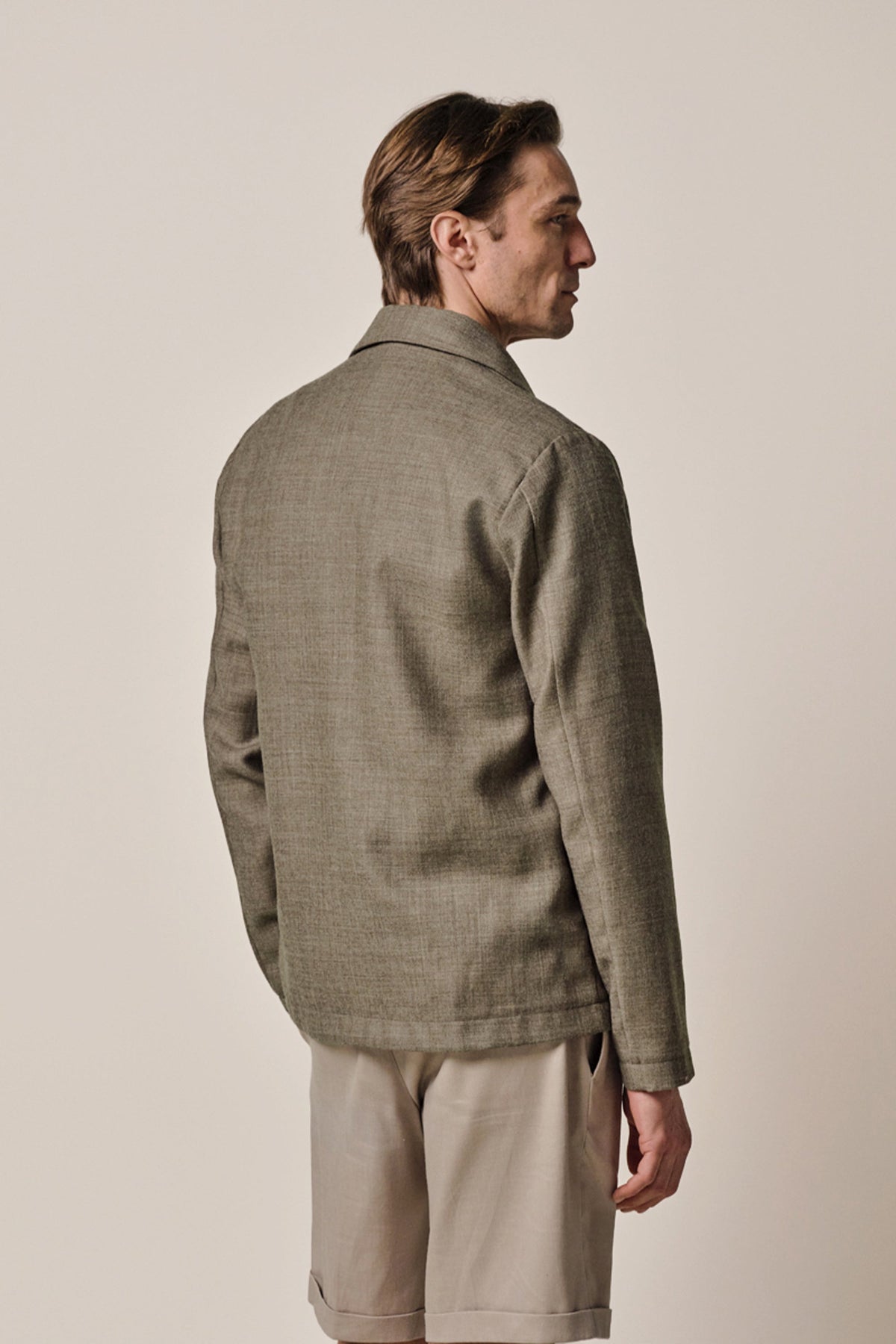 Bruine lichtgewicht wollen overshirt
