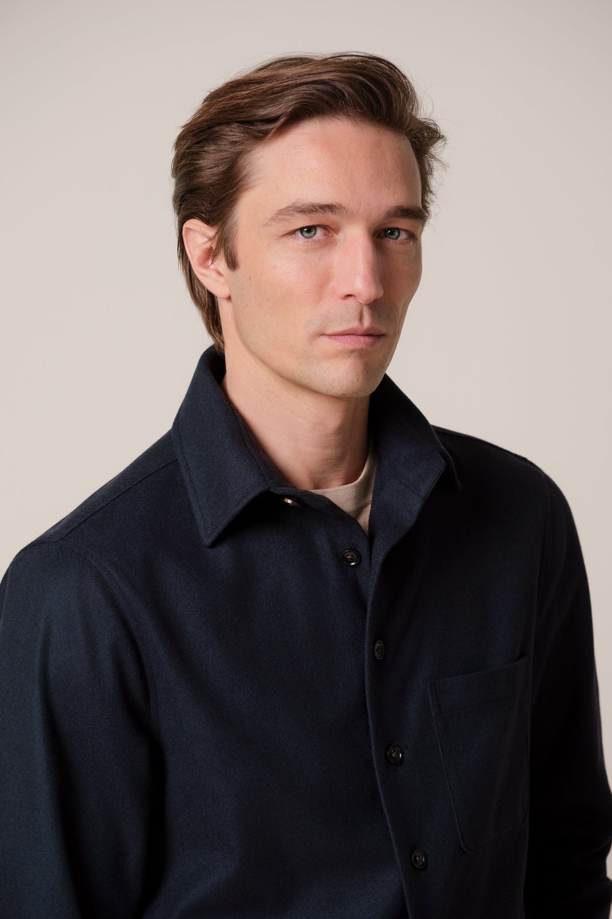 Navy melton wollen overshirt