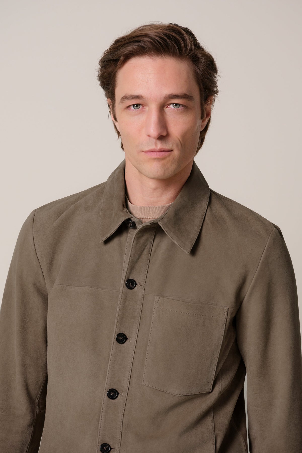 Taupe suede overshirt