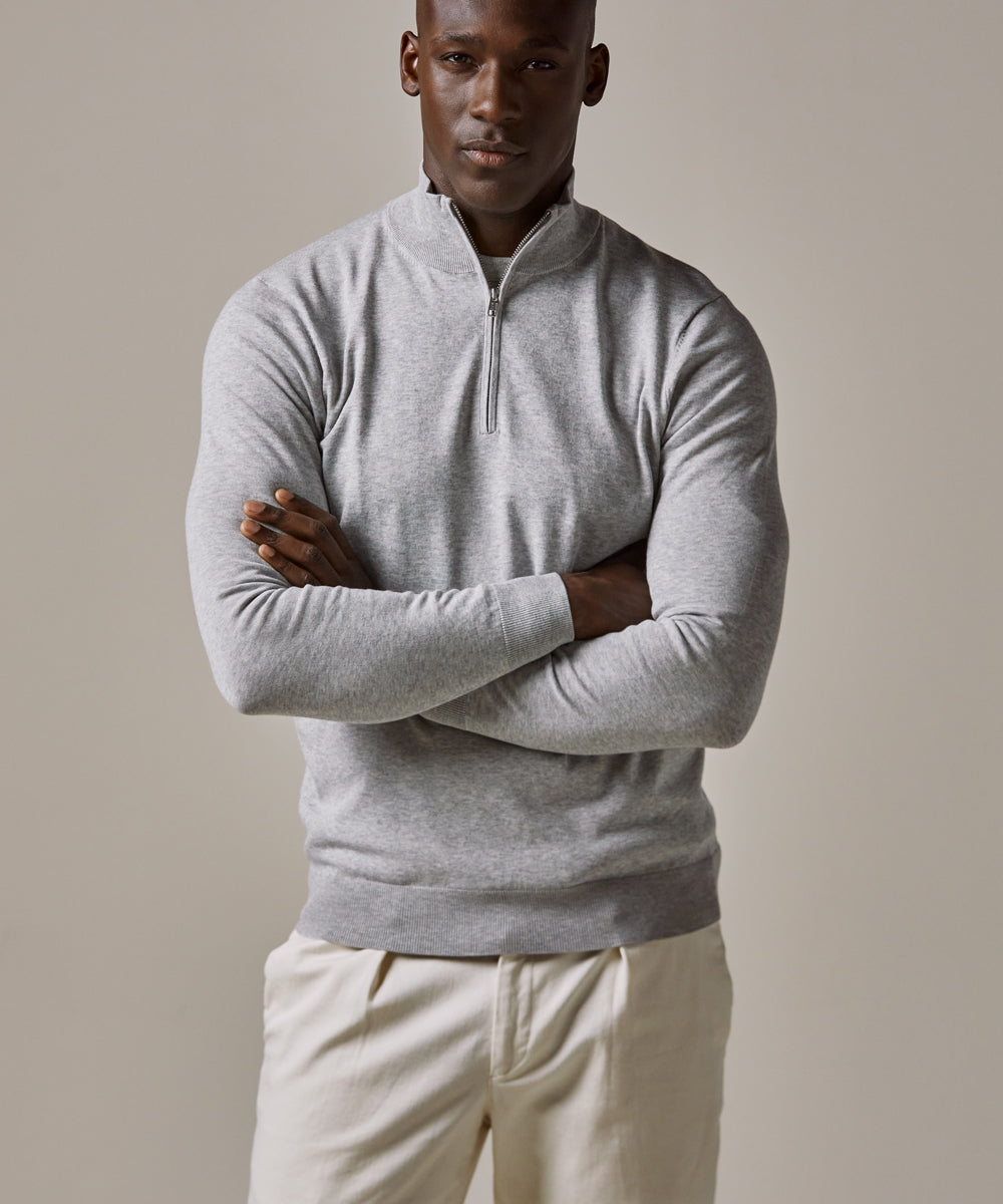 Grijze Luxury Basic half zip