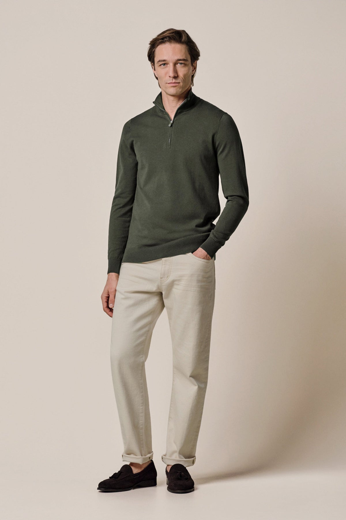 Groene Luxury Basic half zip