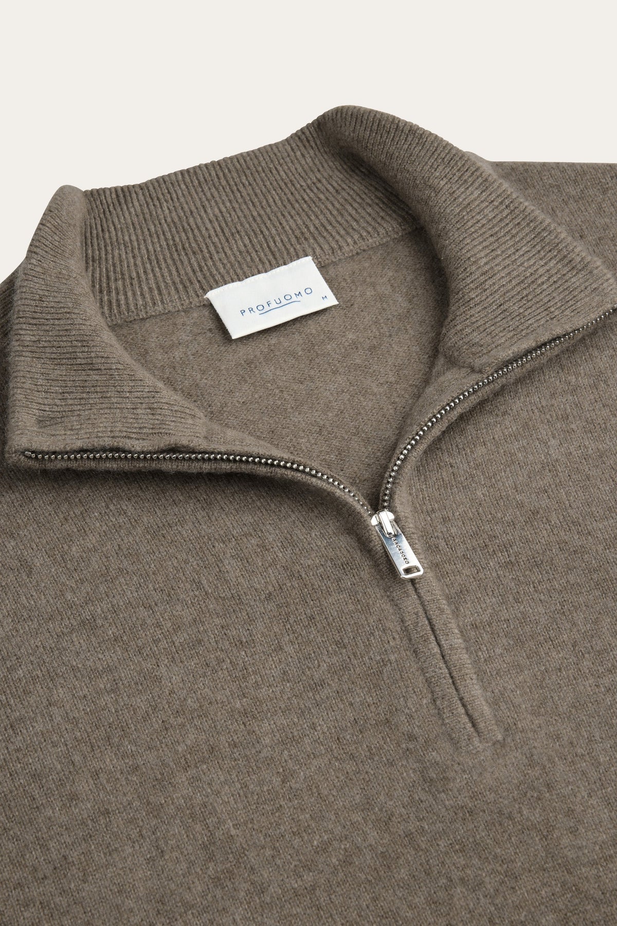 Donkerbeige cashmere half zip