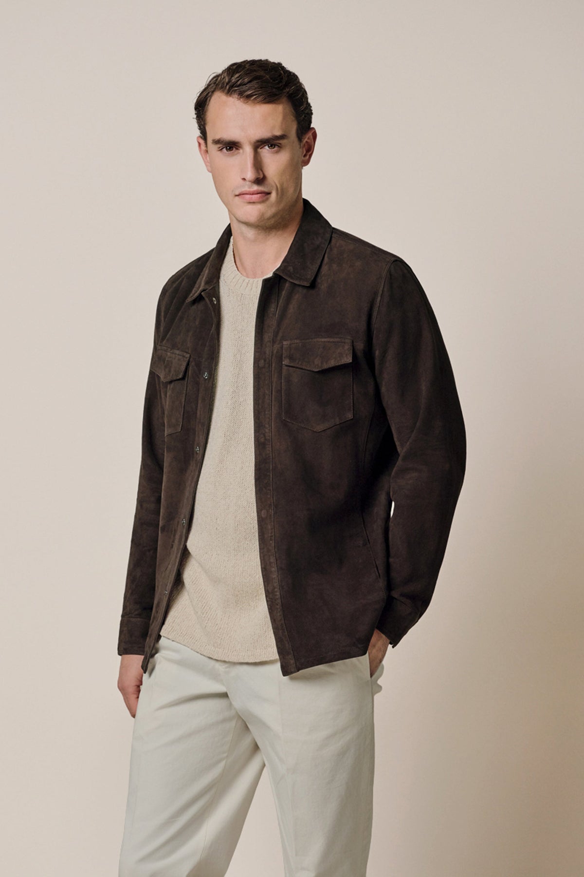 Donkerbruine suede overshirt
