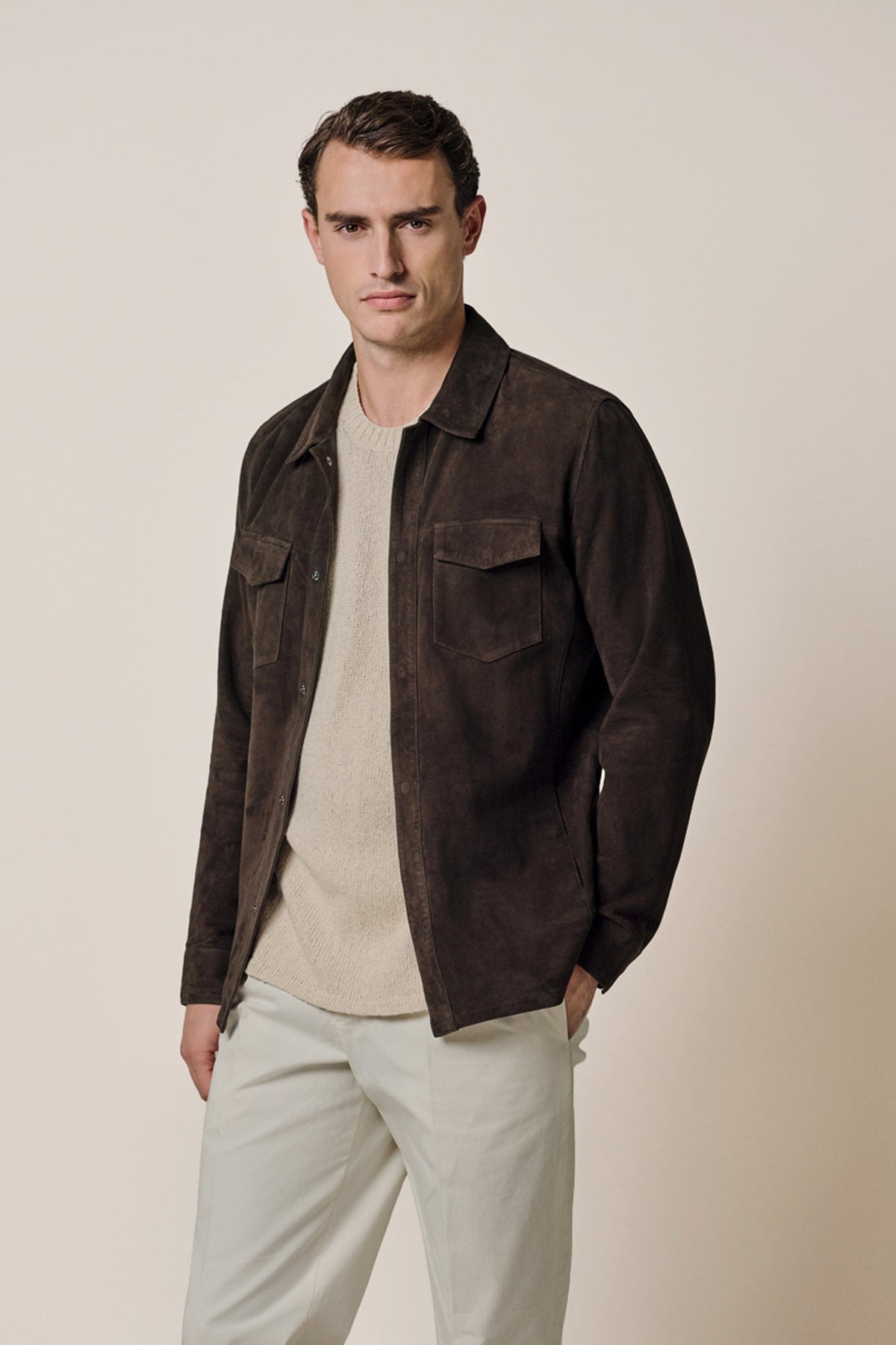 Donkerbruin suede overshirt