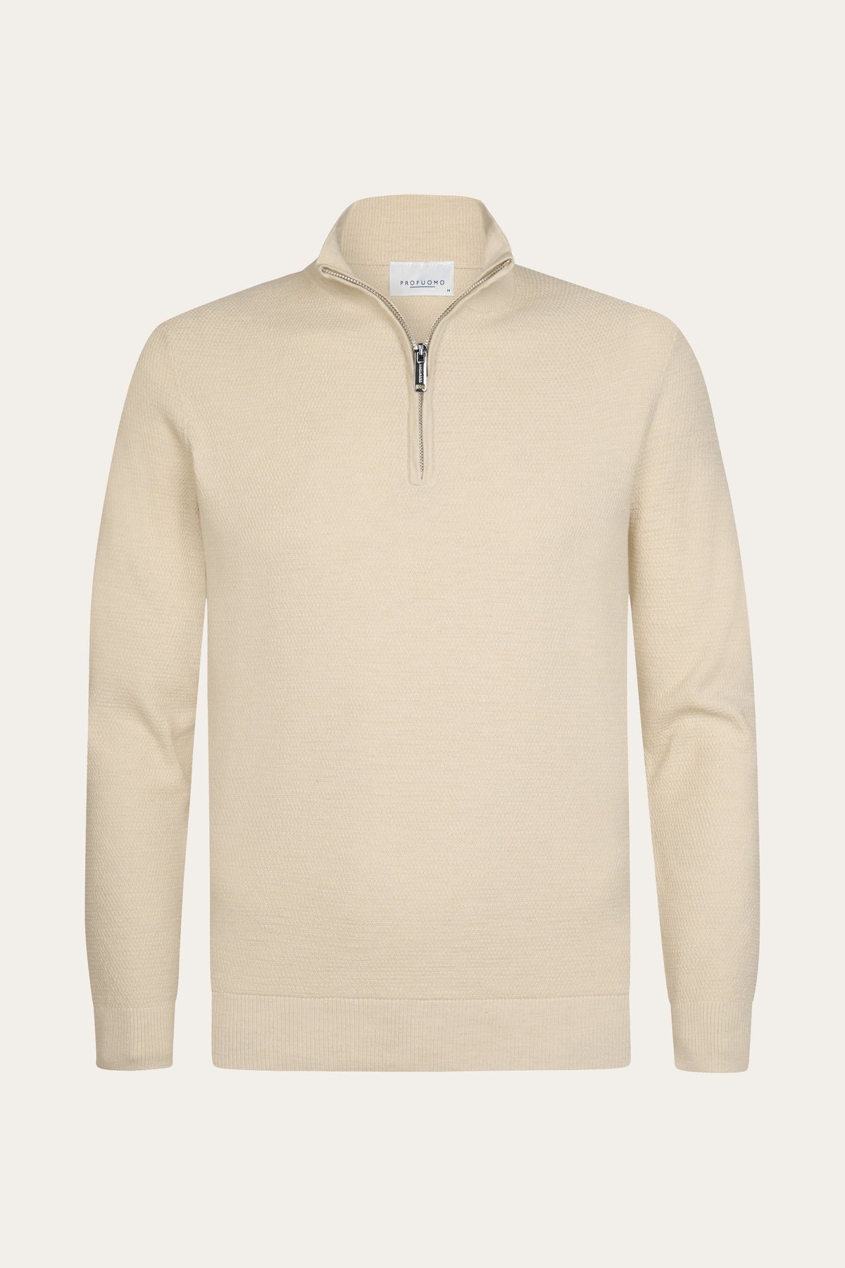 Off-white structuur half zip