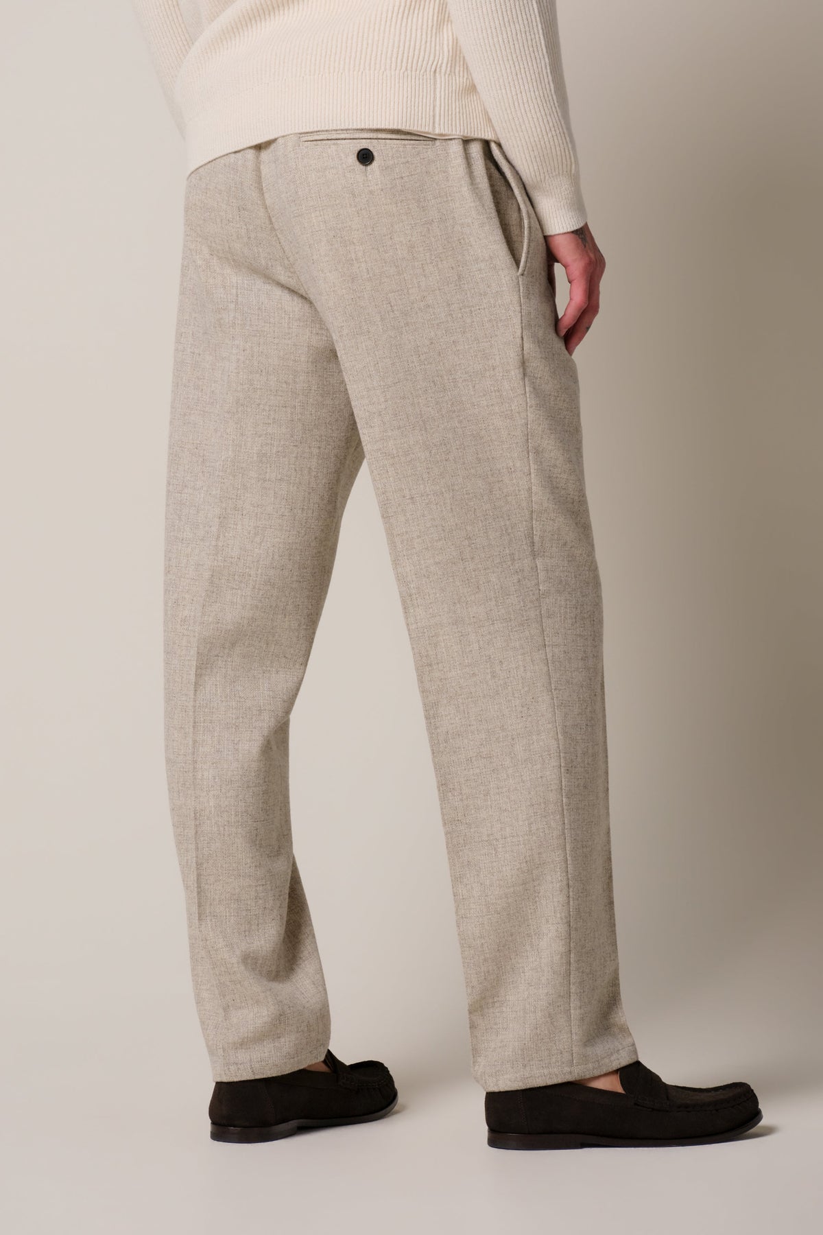 Lichtbeige wollen broek