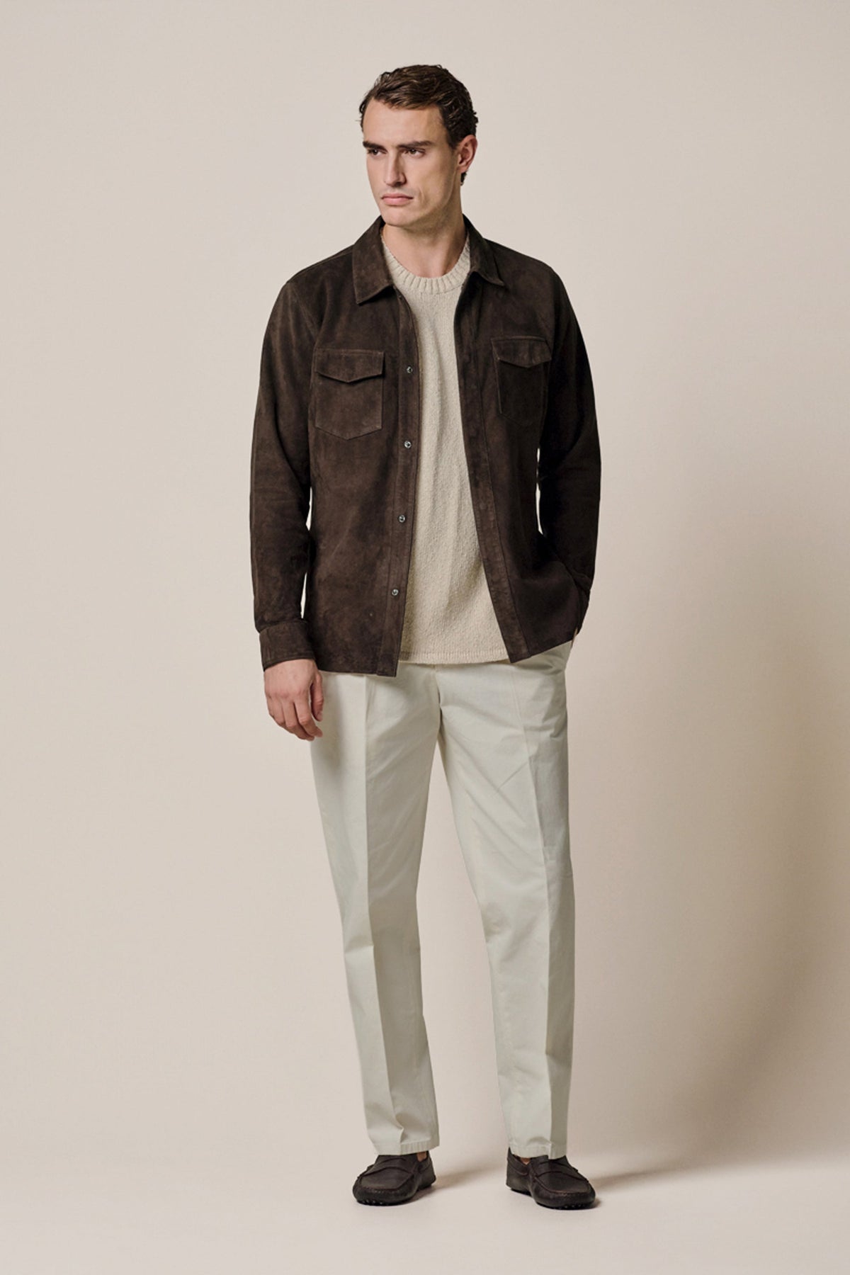 Donkerbruine suede overshirt