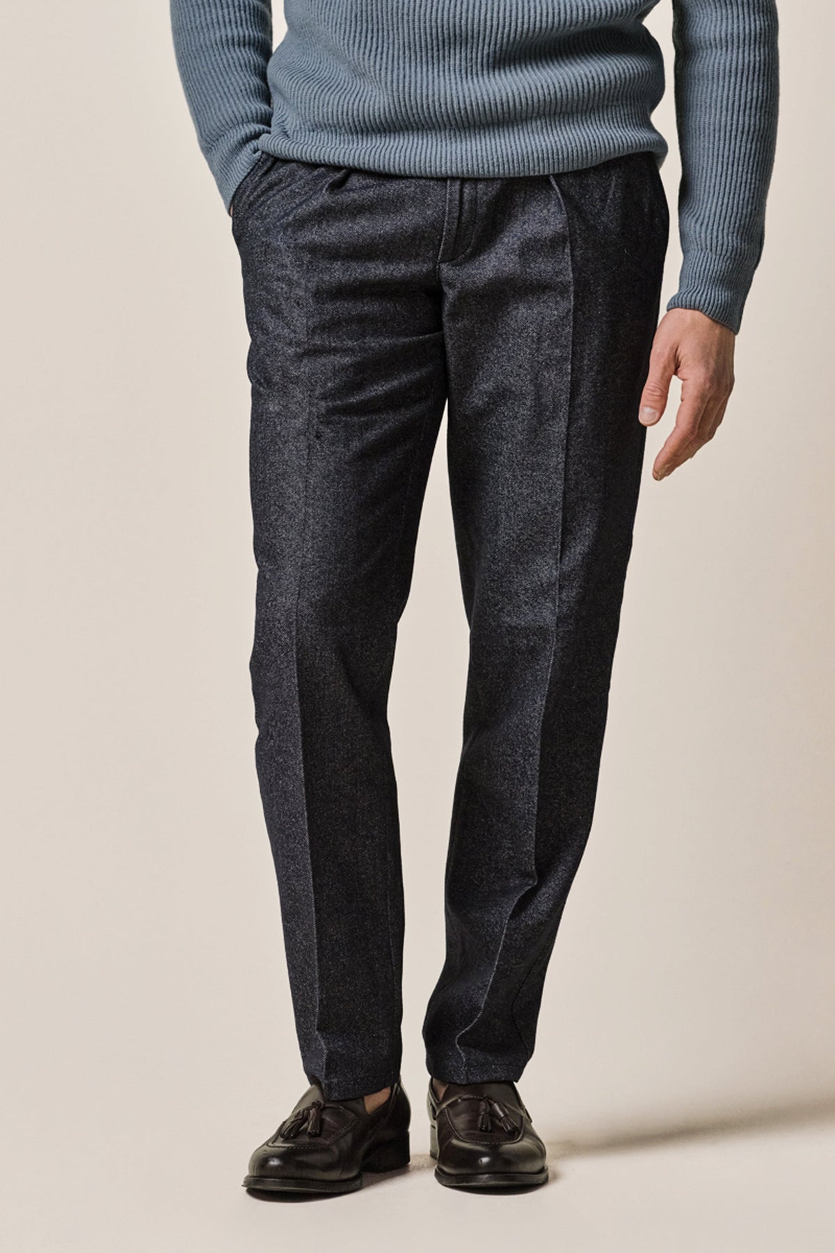 Navy katoen wol chino