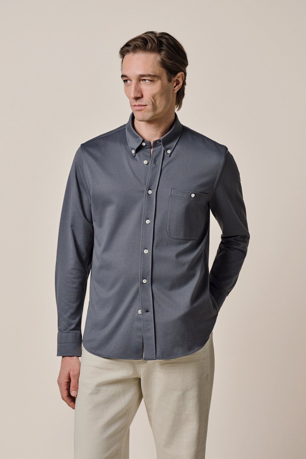 Blauw casual Japanse Knitted overhemd