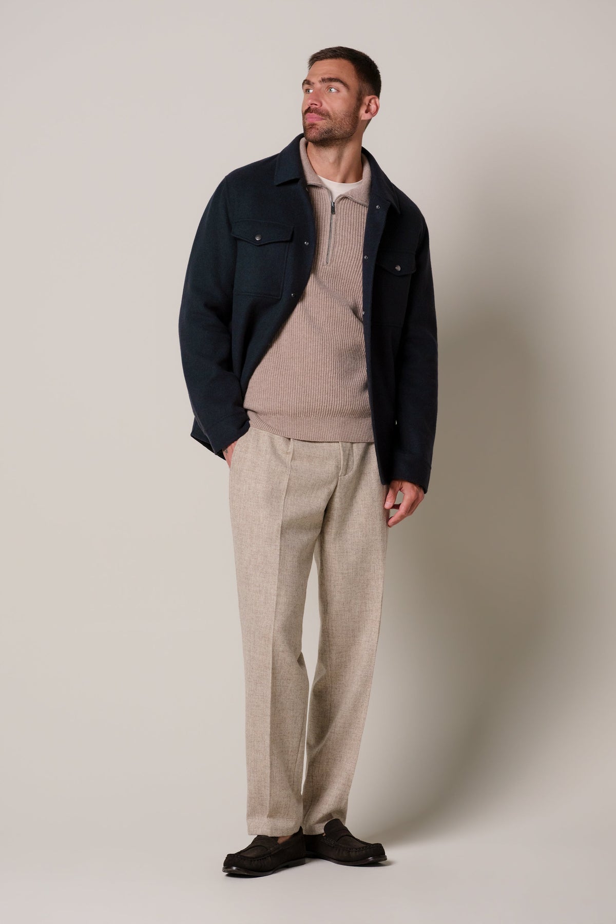 Navy press button overshirt