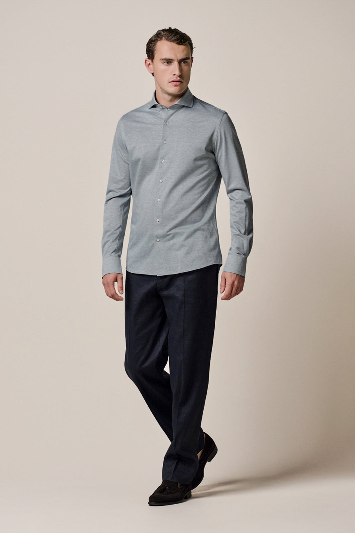 Grijs Japanese knitted overhemd