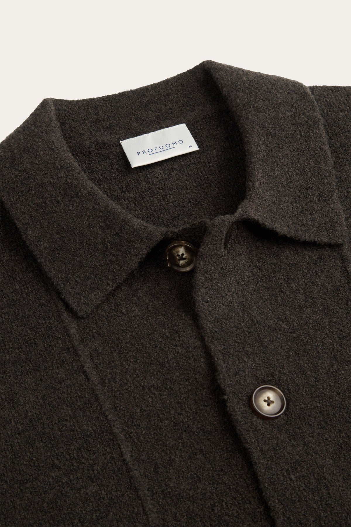 Bruine boiled wollen full button polo