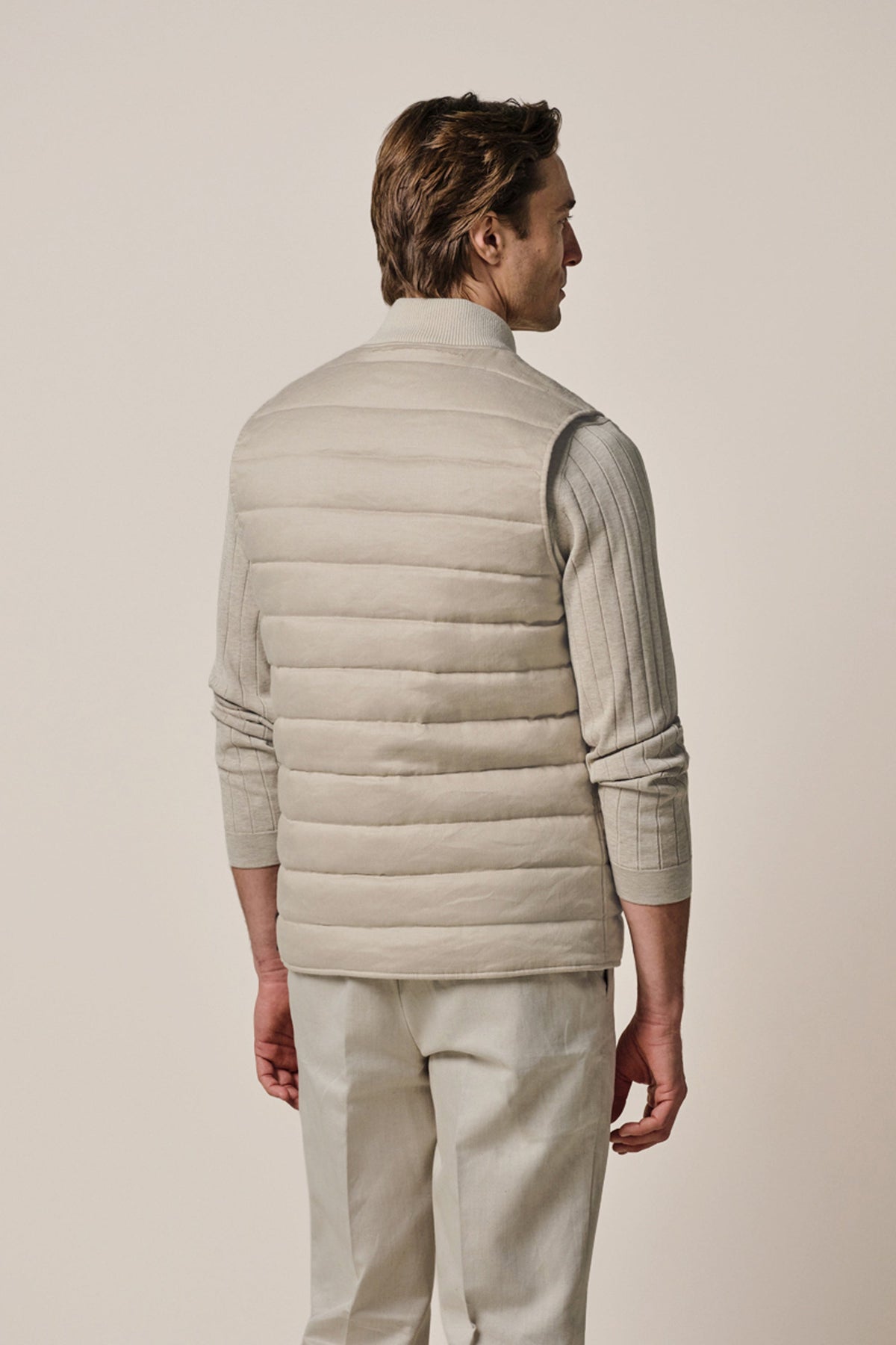 Beige linnen-katoen bodywarmer