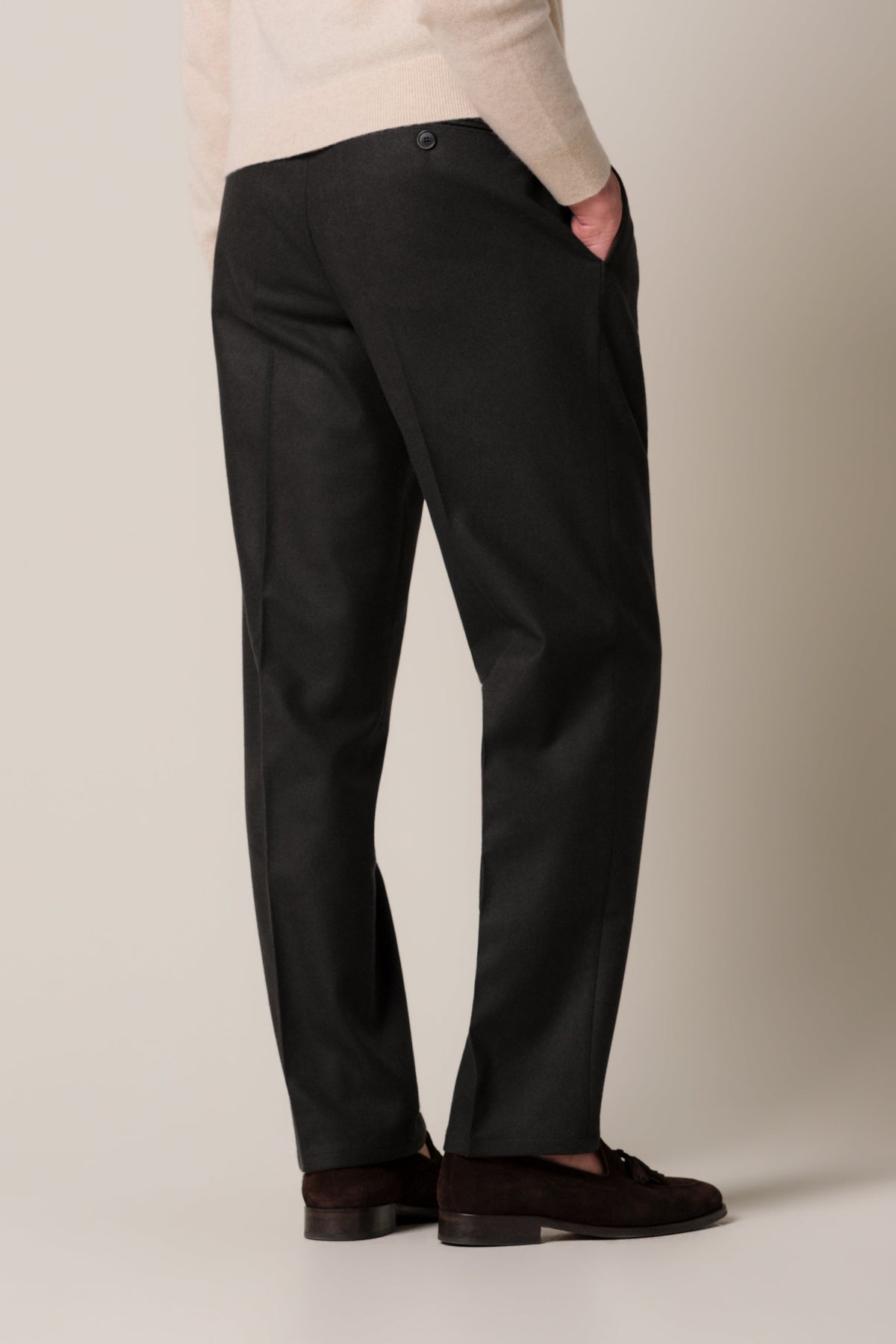 Donkerbruine melton wollen broek