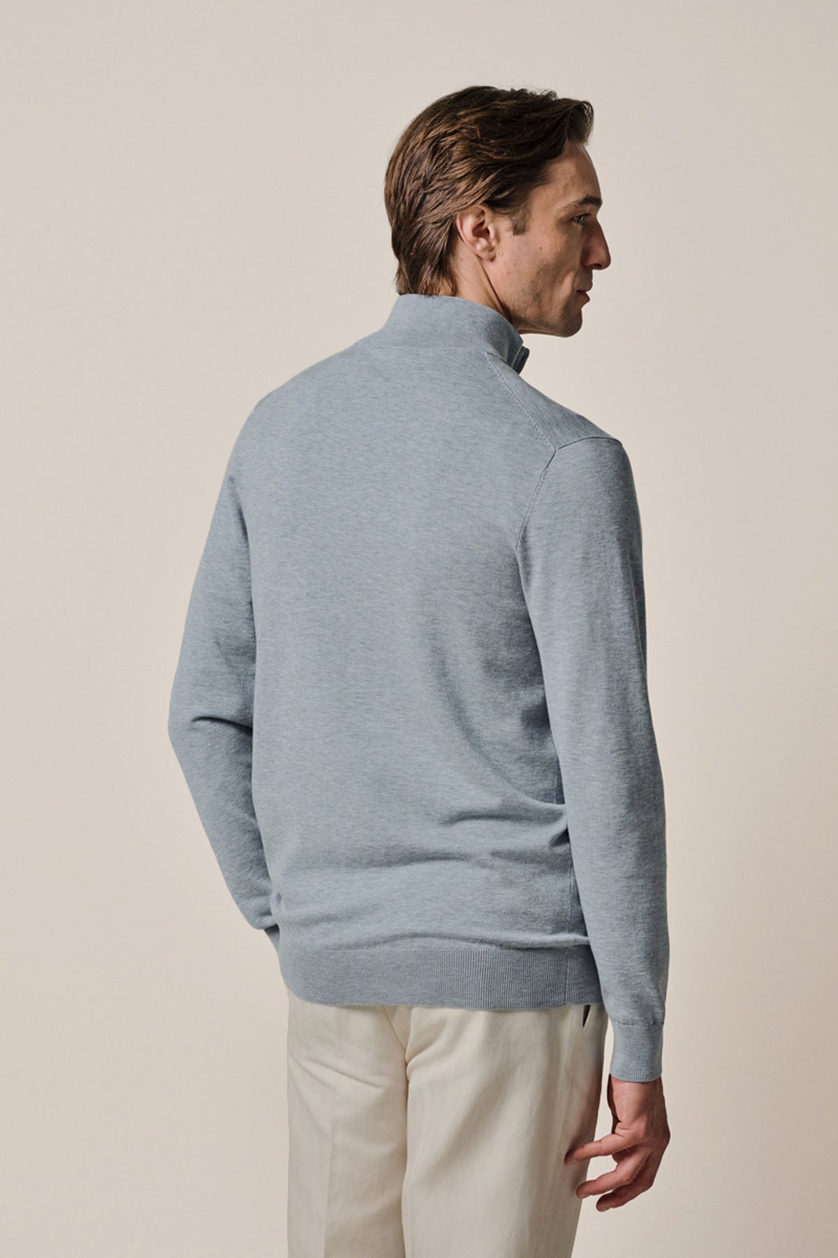 Blauwe Luxury Basic half zip
