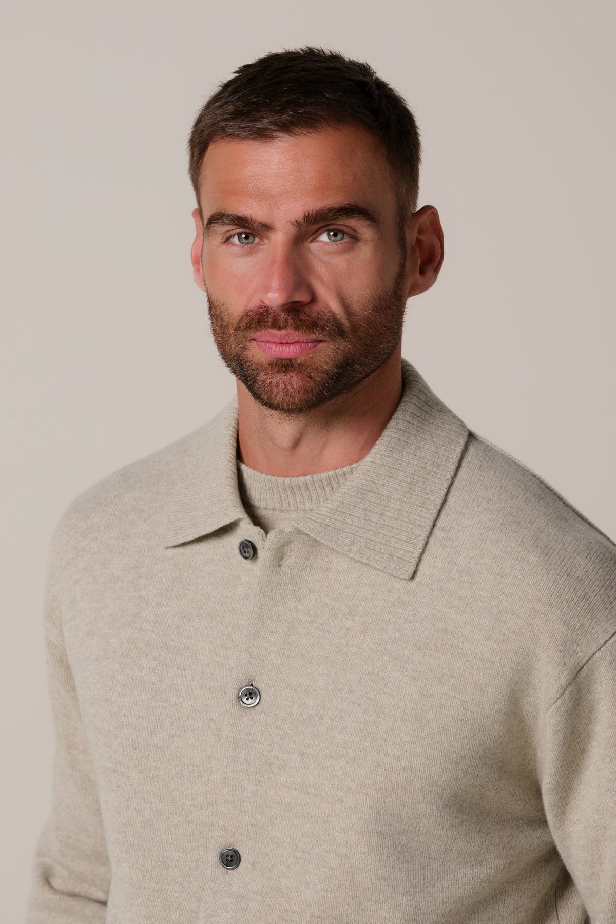 Beige soft wollen cardigan