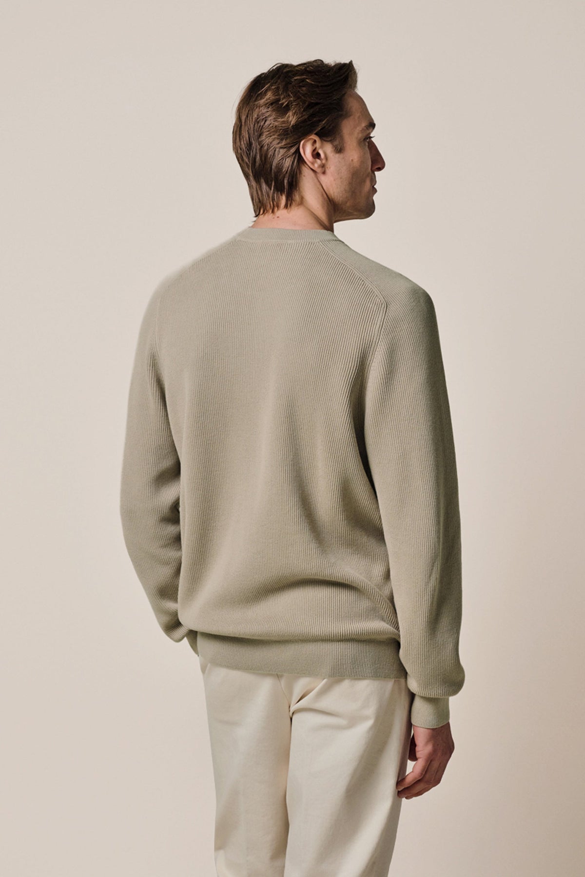Beige katoenen crewneck
