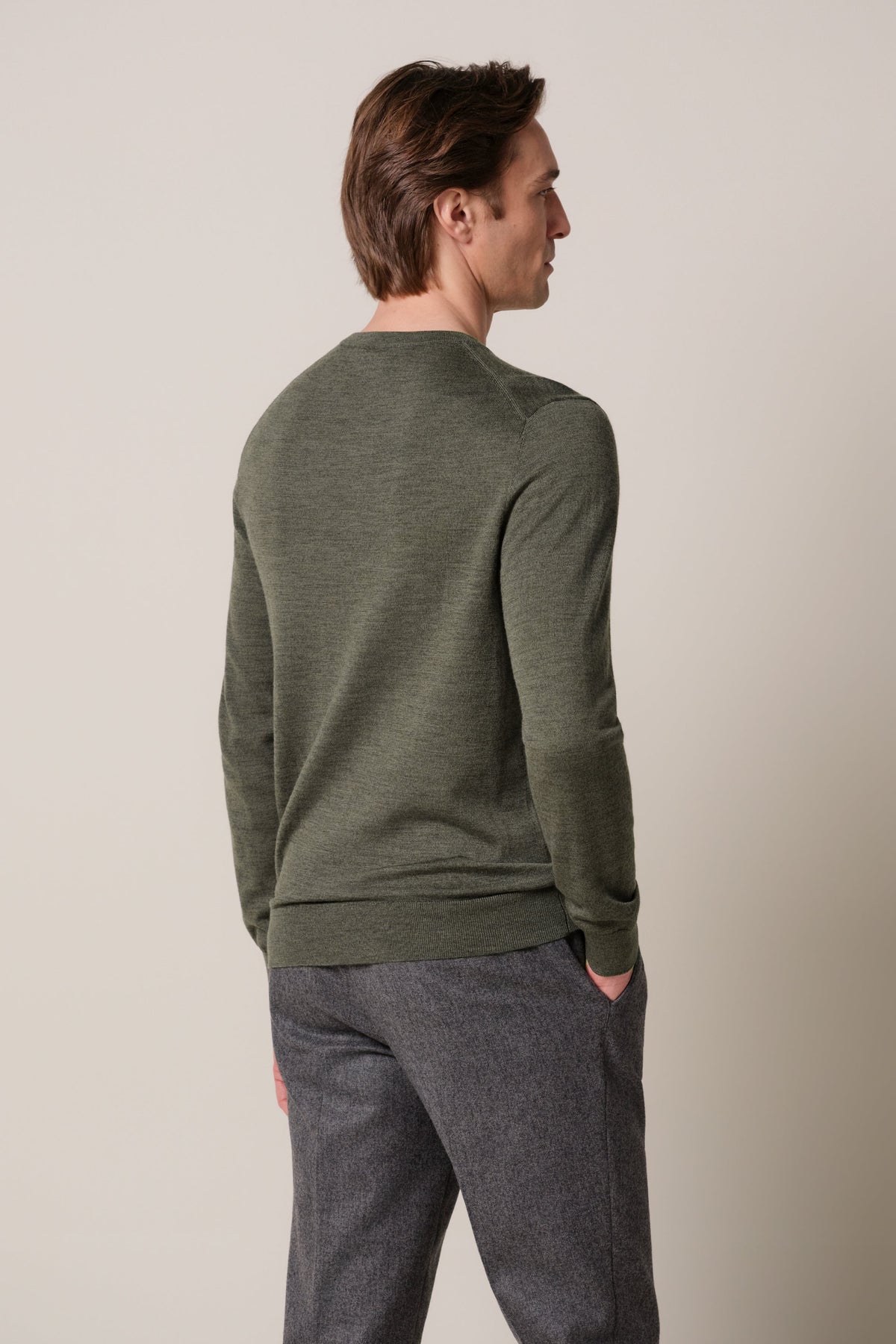 Groene merino crewneck