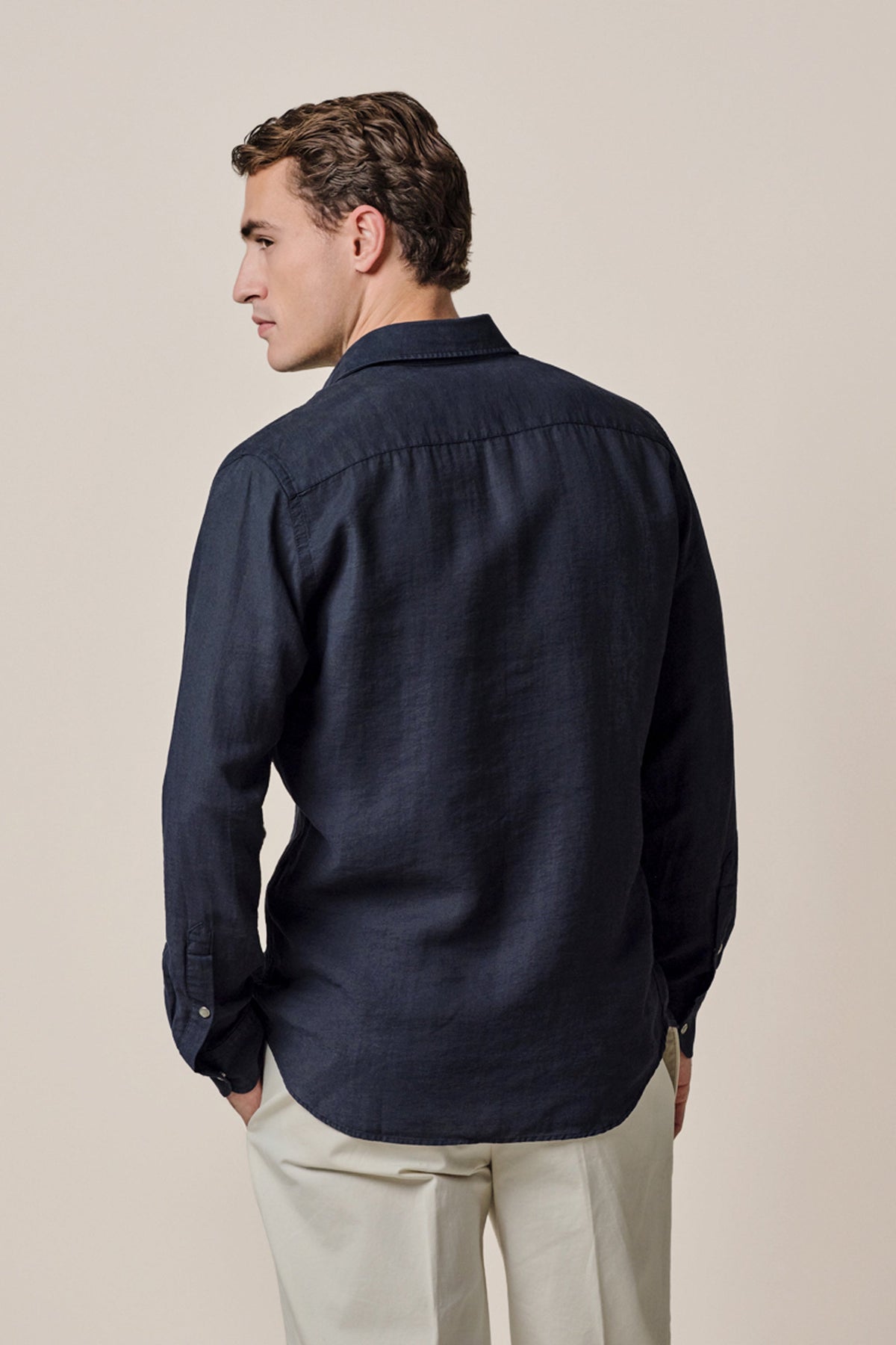 Navy casual overhemd