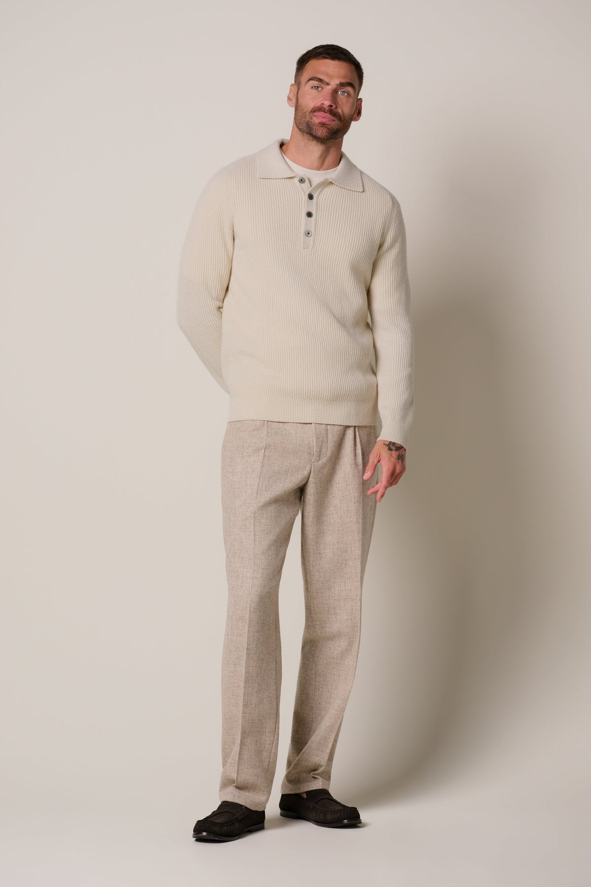 Zand heavy wollen polo