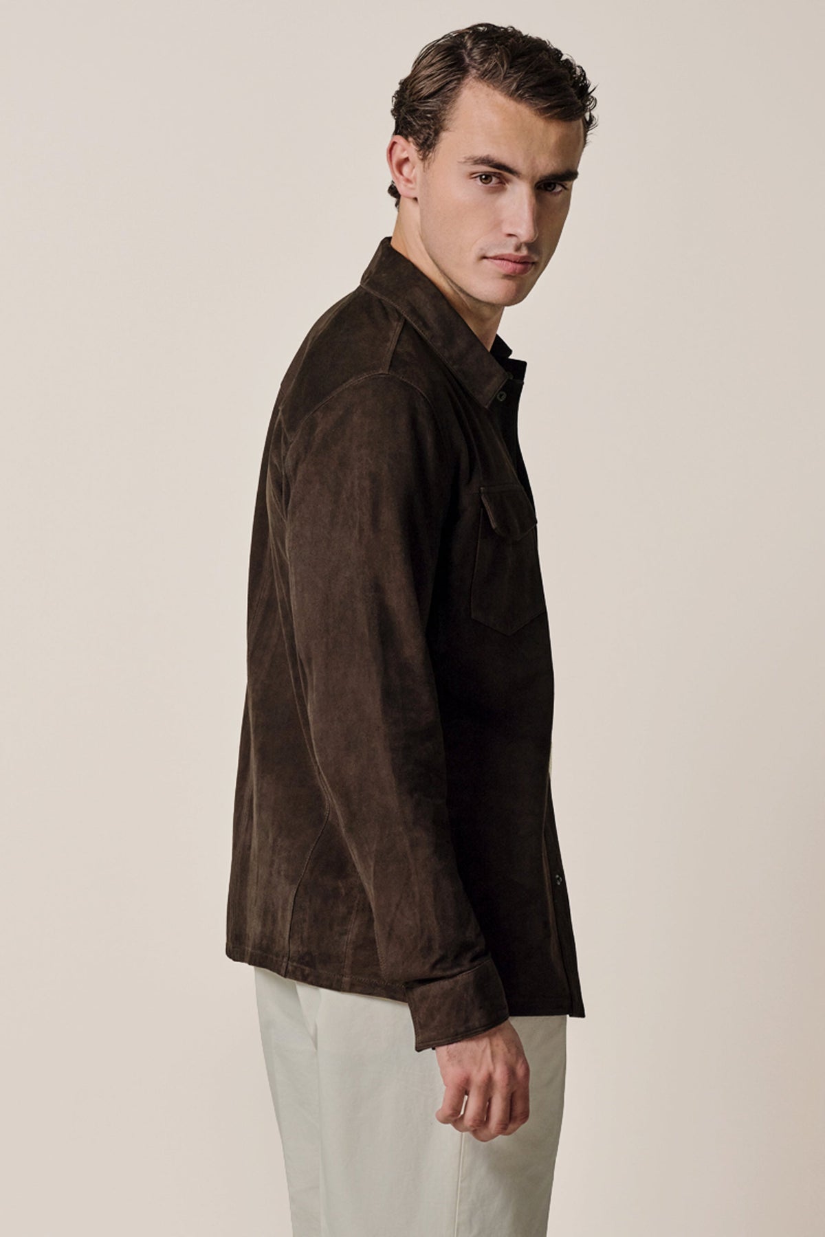 Donkerbruin suede overshirt