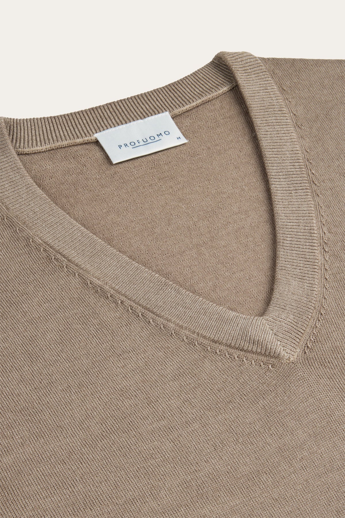 Beige Garment Dye merino V-neck