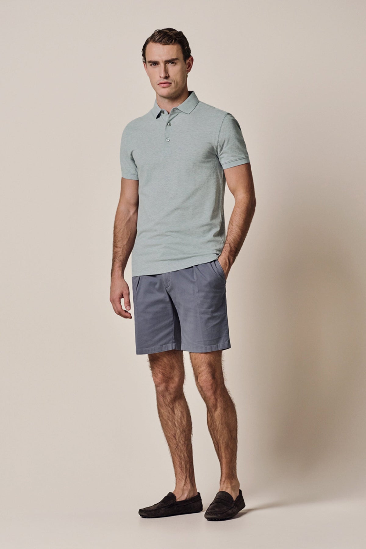 Lichtblauwe stretch piqué polo
