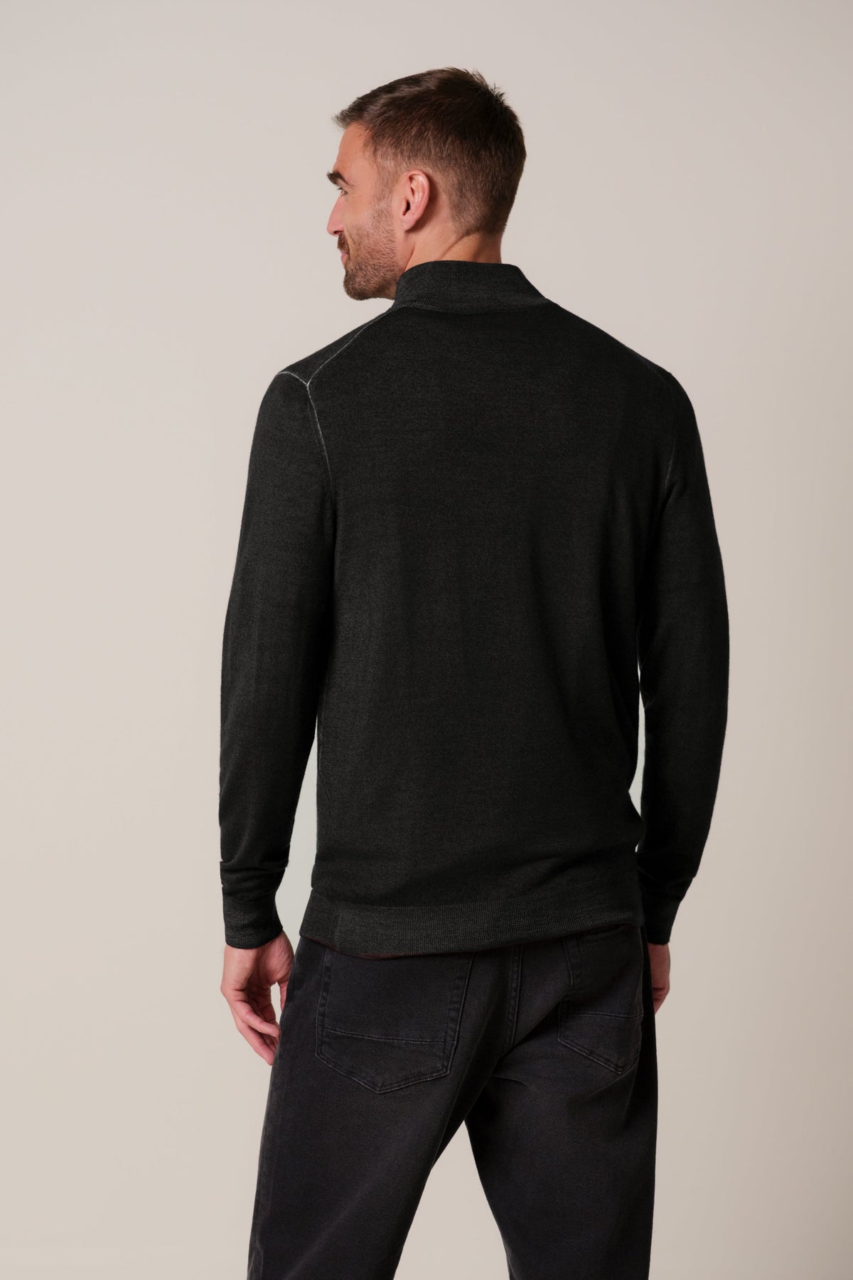 Bruine Garment Dye merino half zip