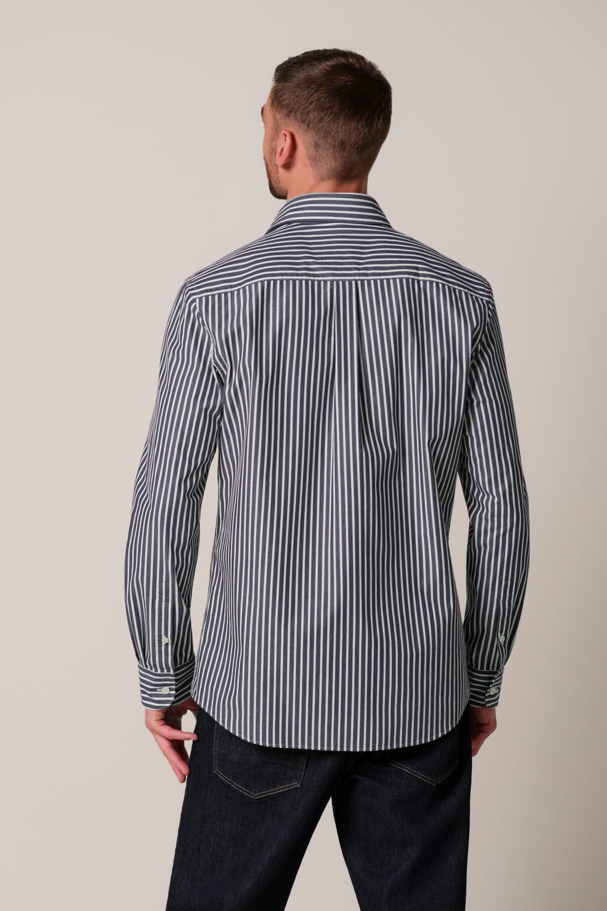 Navy soft casual overhemd