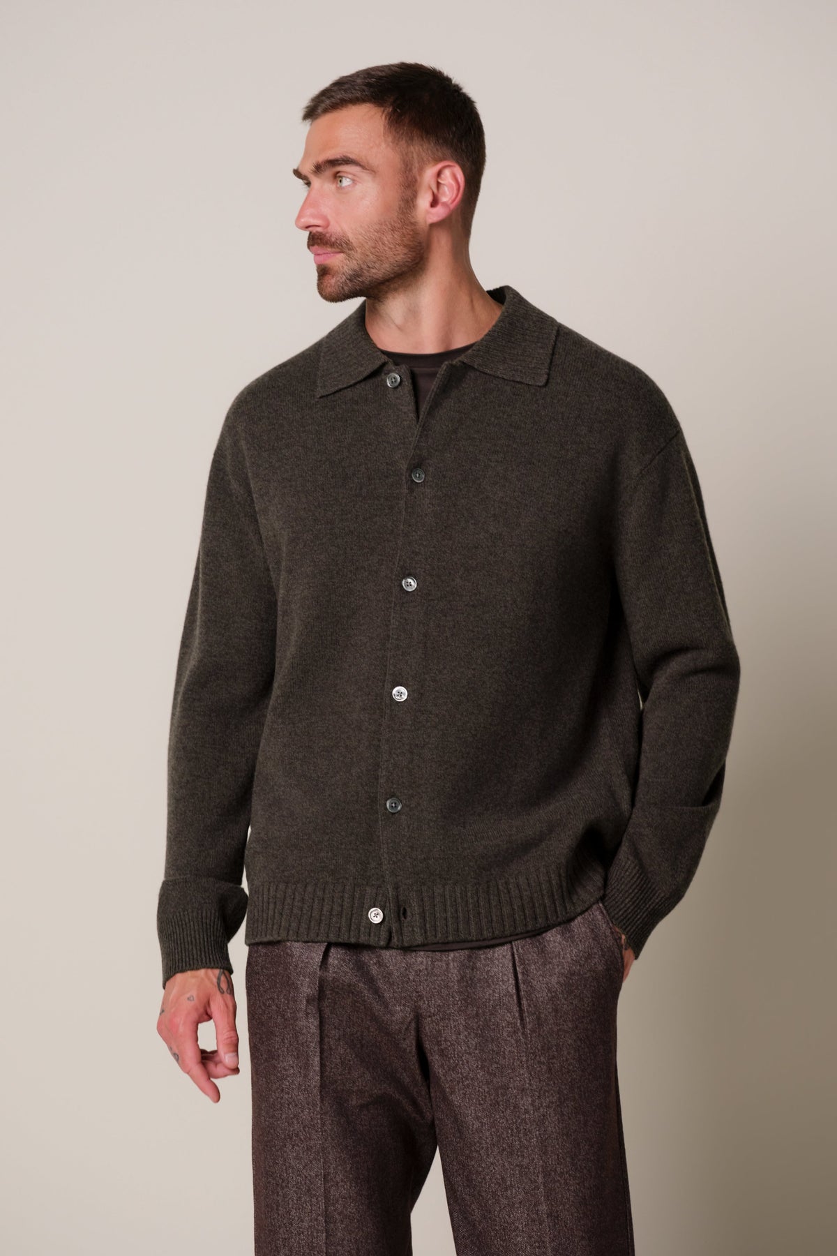 Donkerbruine soft wollen cardigan