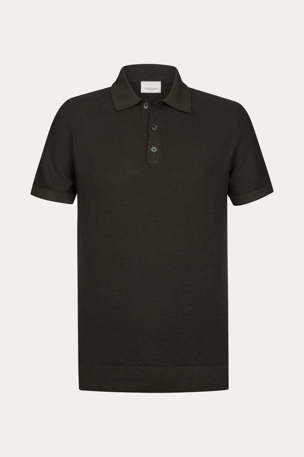 Donkerbruine katoenen linnen polo