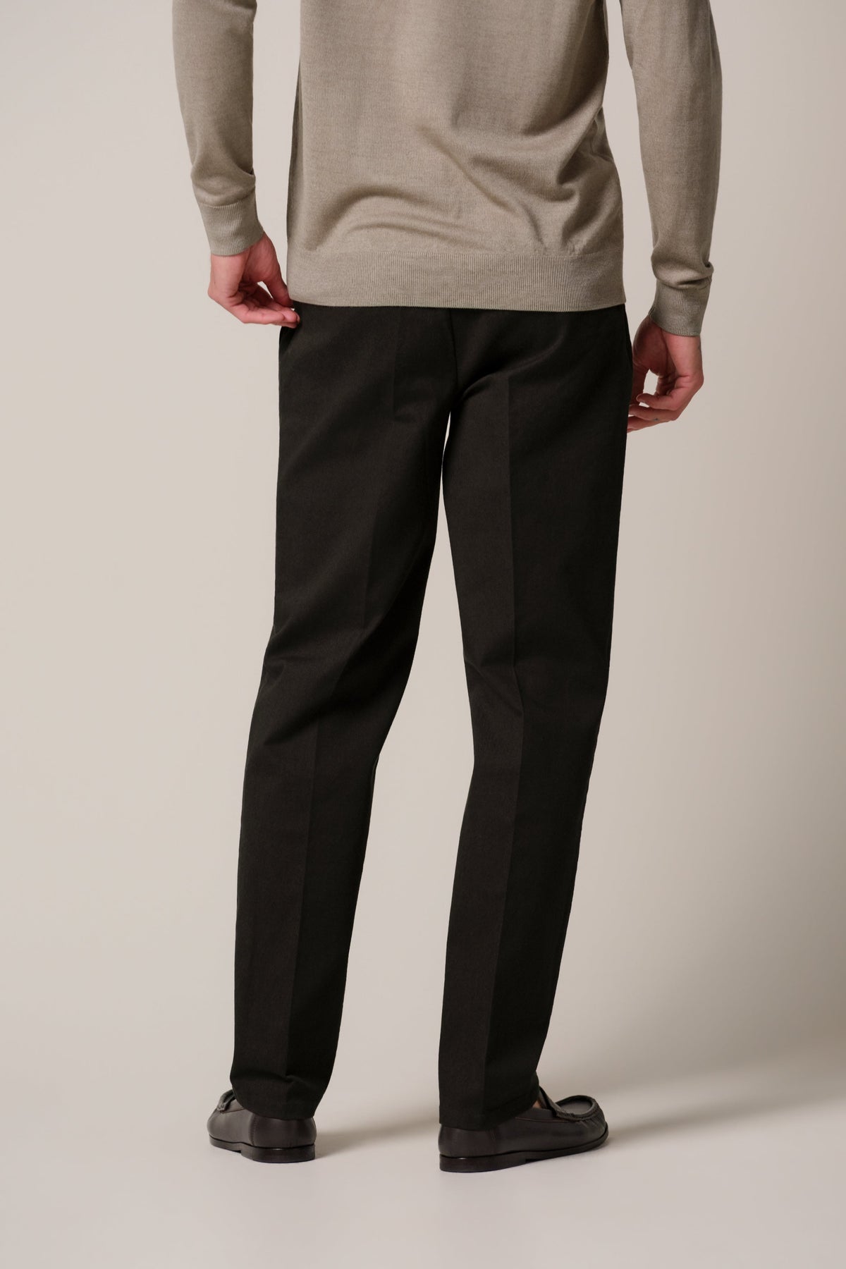 Donkerbruine stretch twill chino